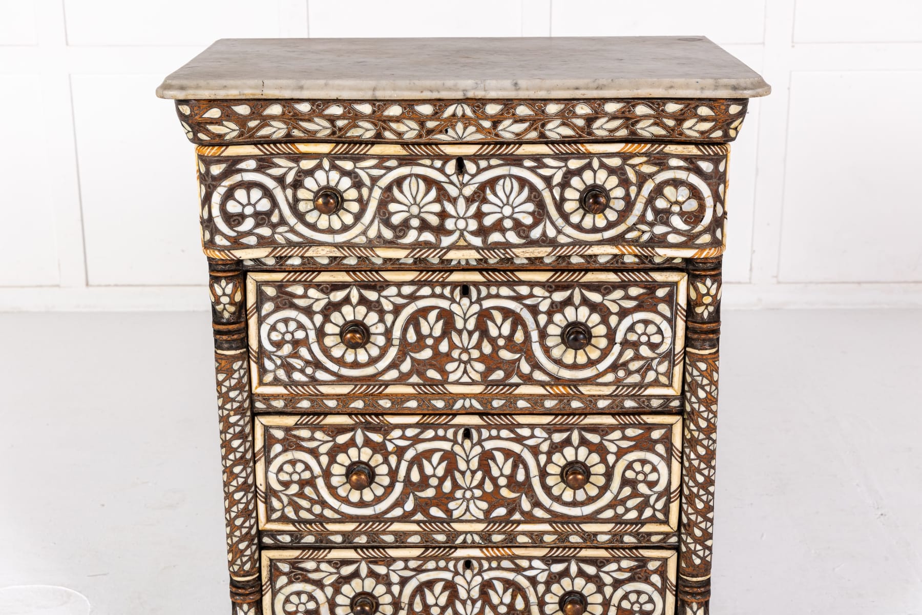 19th Century Syrian Hardwood and Mother of Pearl Inlaid Chest of Drawers
