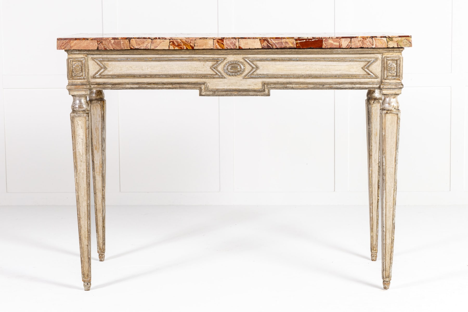 18th Century Italian Gilt and Painted Console Table with Marble Top