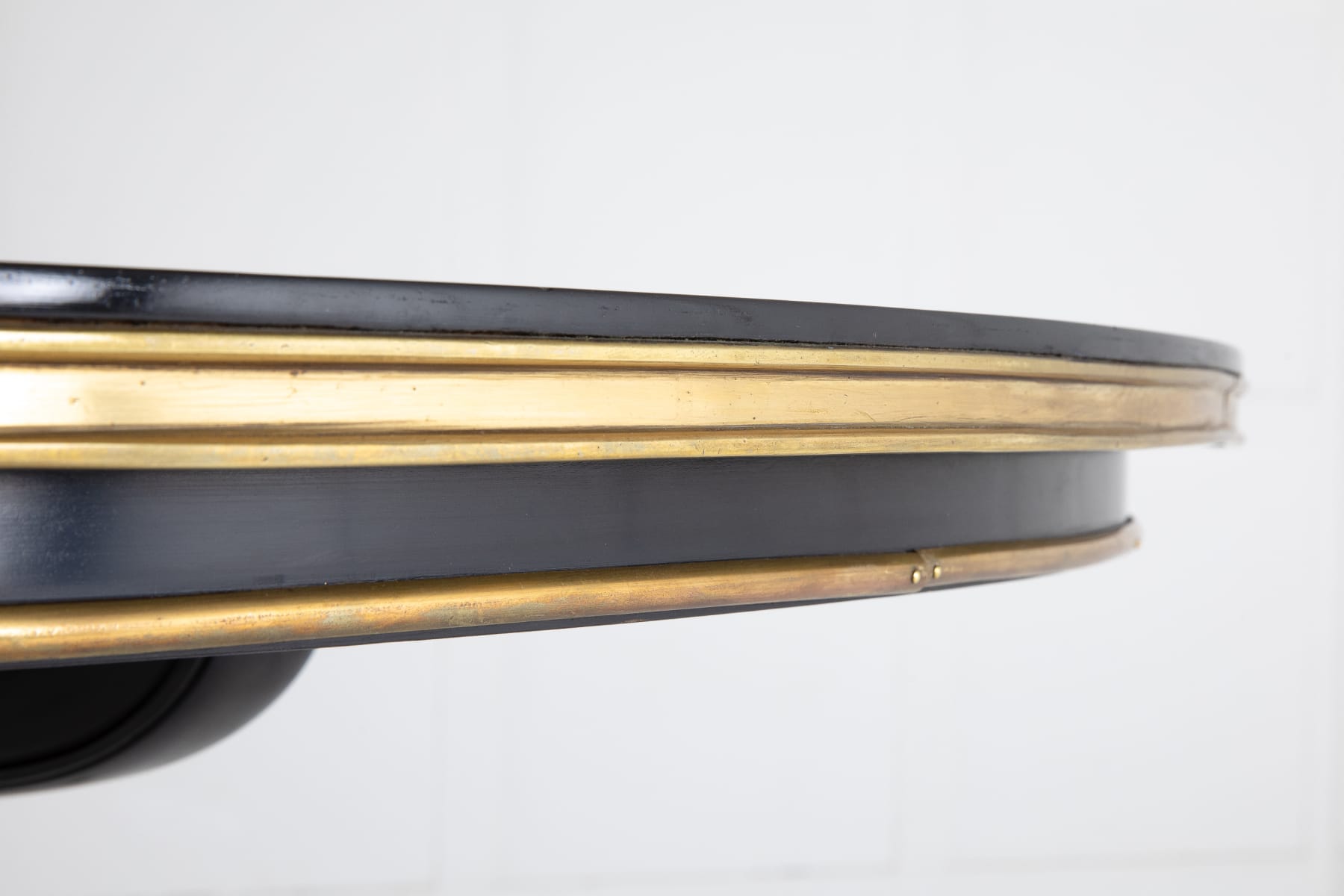 SOLD, 1950s Ebonised Spanish Table with Brass Bound Top
