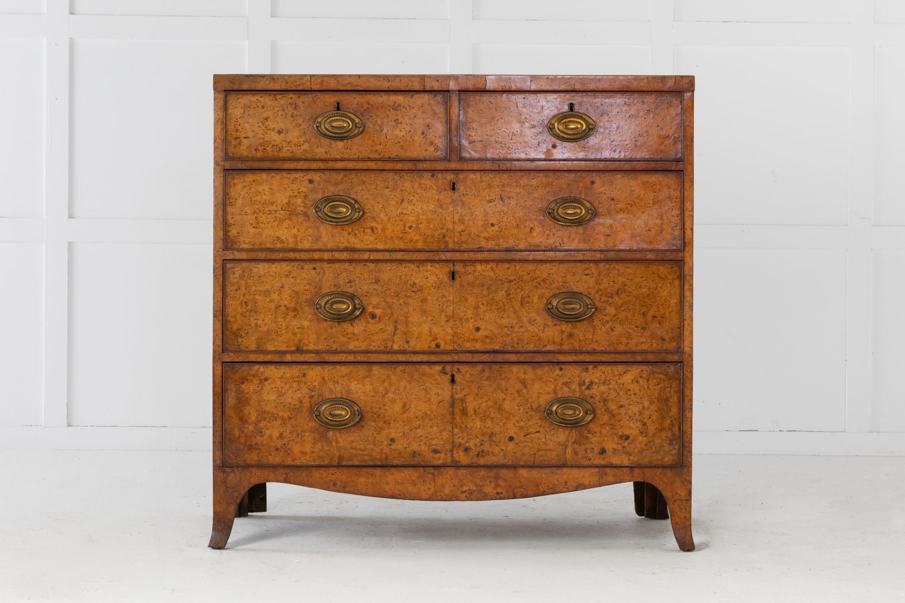 SOLD, 19th Century Regency Birds Eye Maple Chest of Drawers