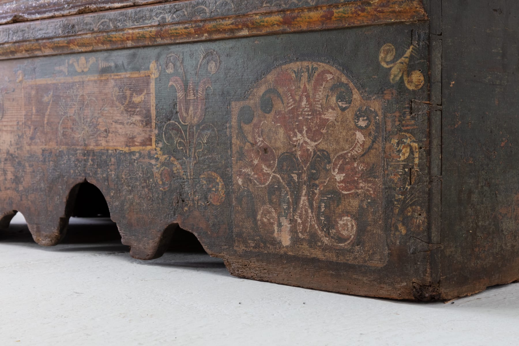 18th Century Painted Trunk on Stand