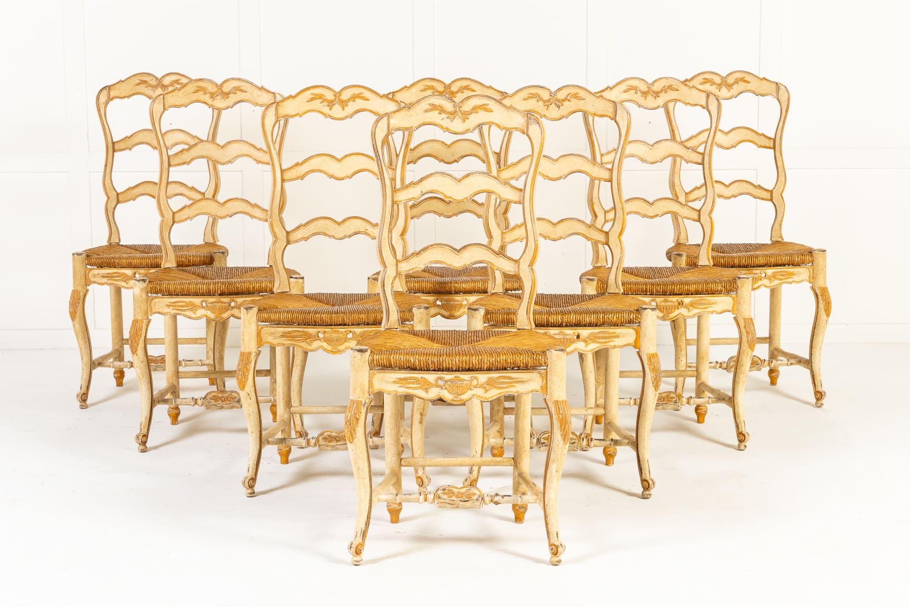 Set of Eight French Painted Chairs c.1940