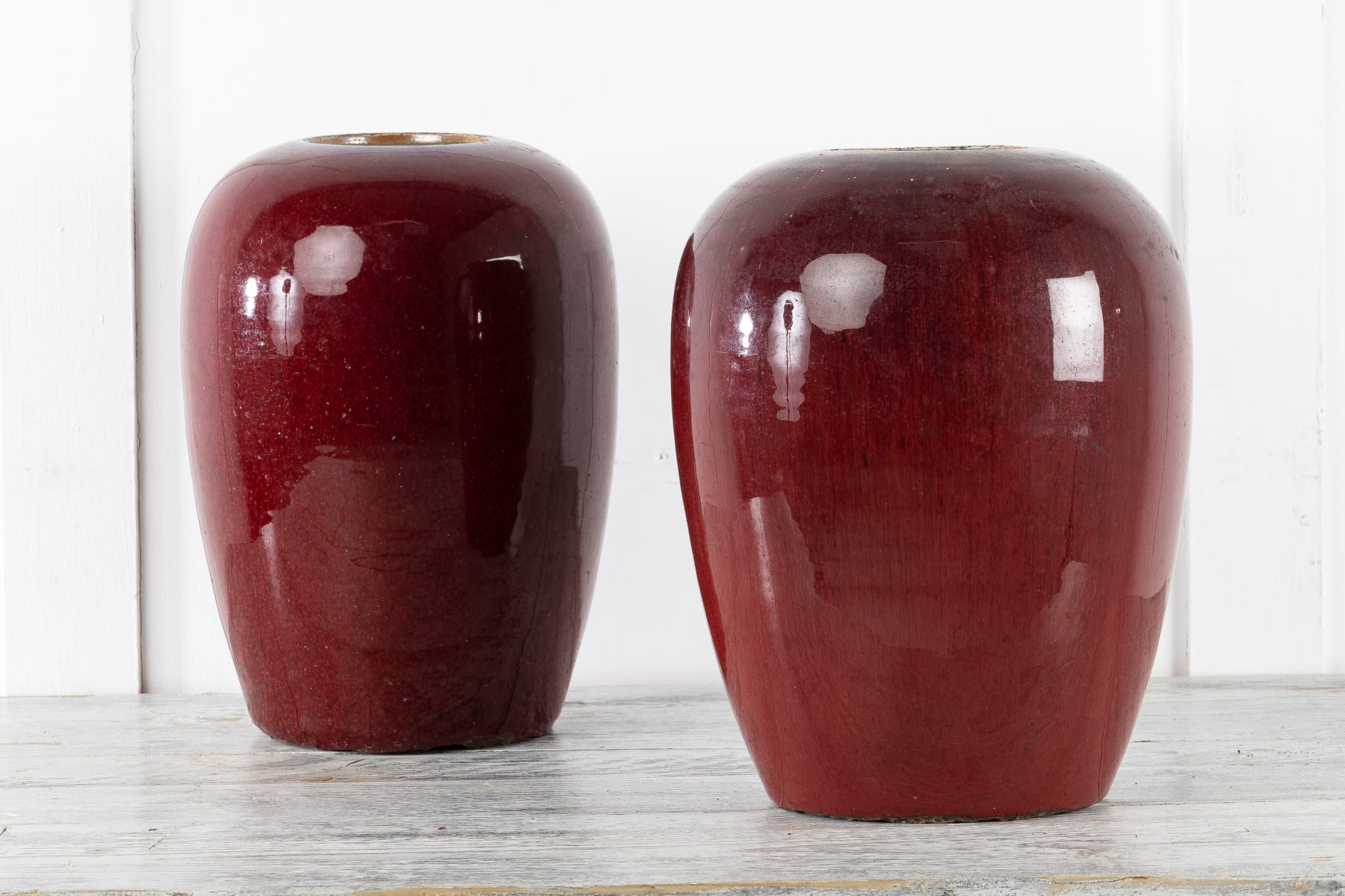 Pair of 1960s Glazed Red Vases