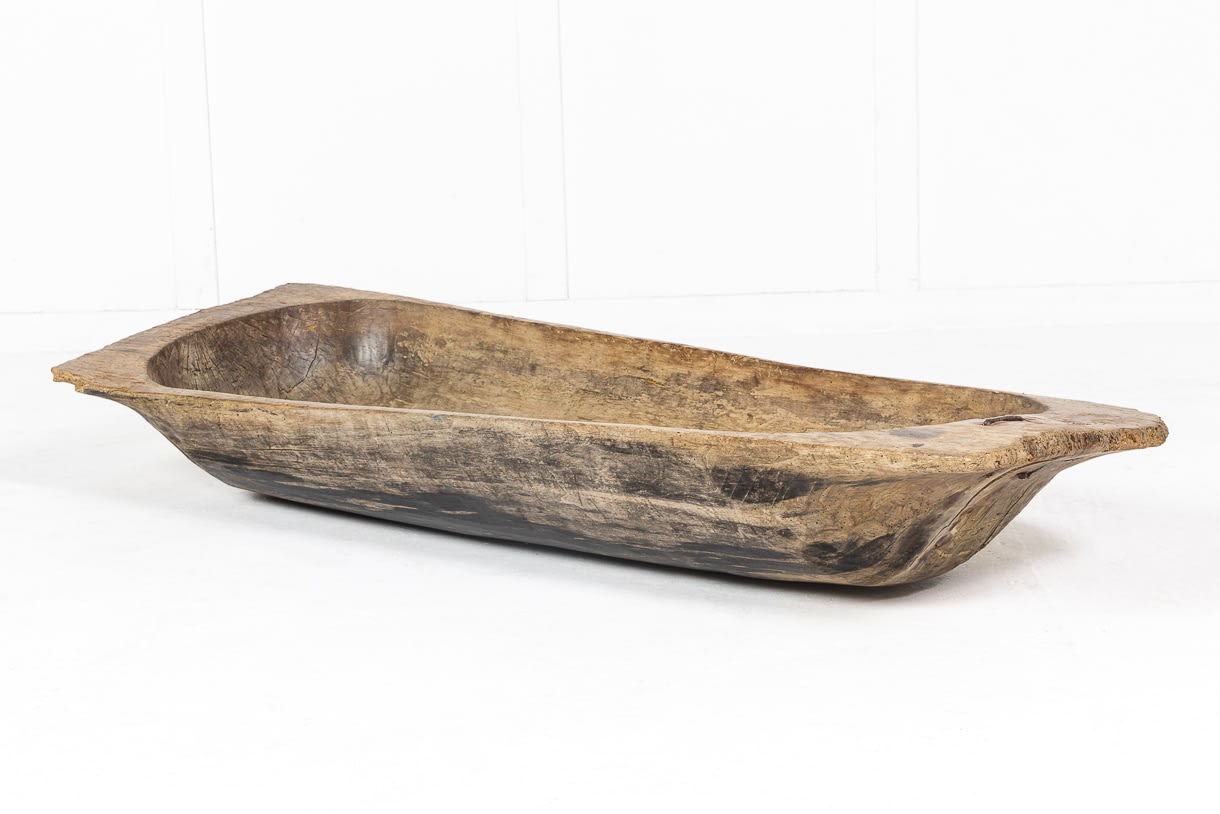 Large 19th Century Decorative Wooden Dough Bowl