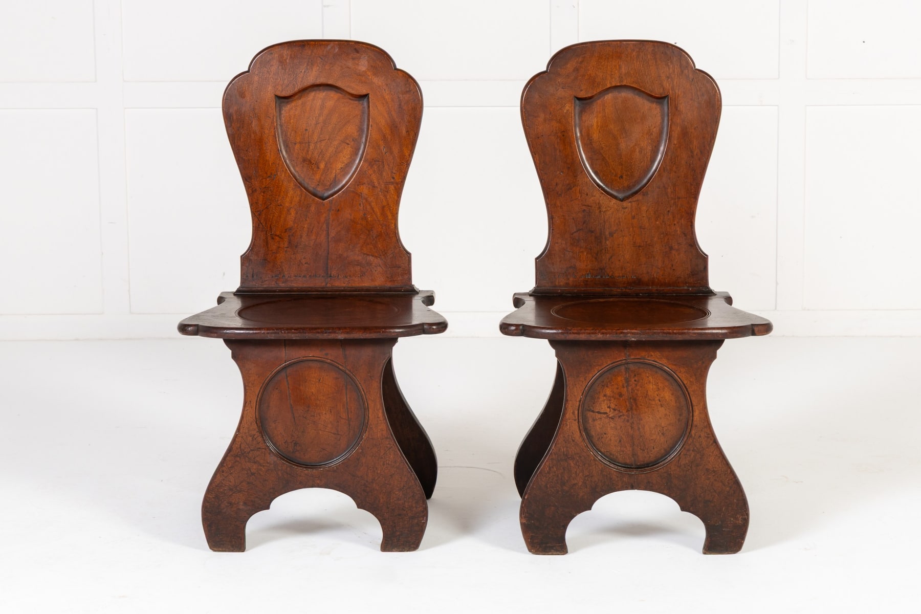 Pair of 18th Century English Hall Chairs