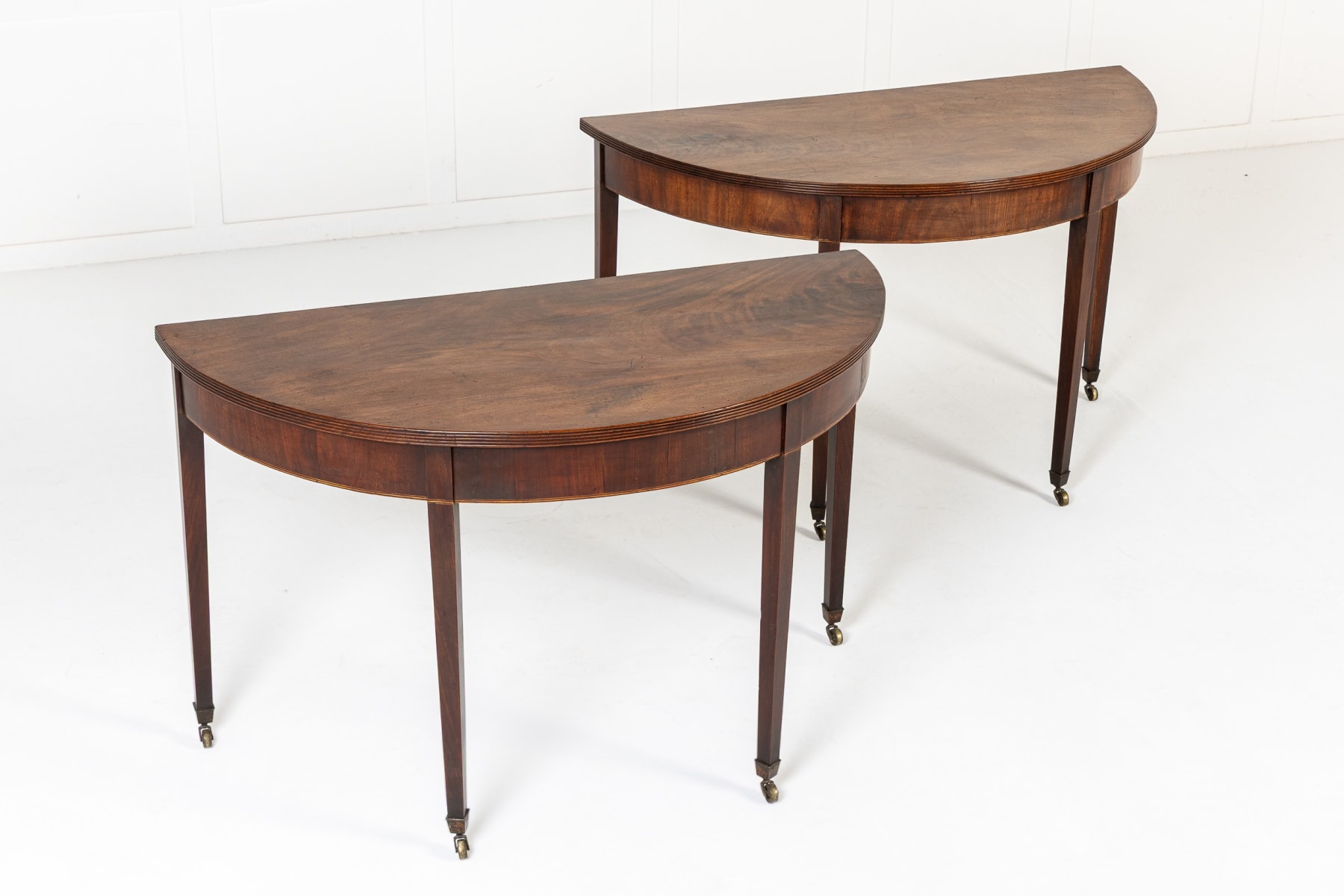 Pair of 18th Century English Mahogany Demi Lune Side Tables