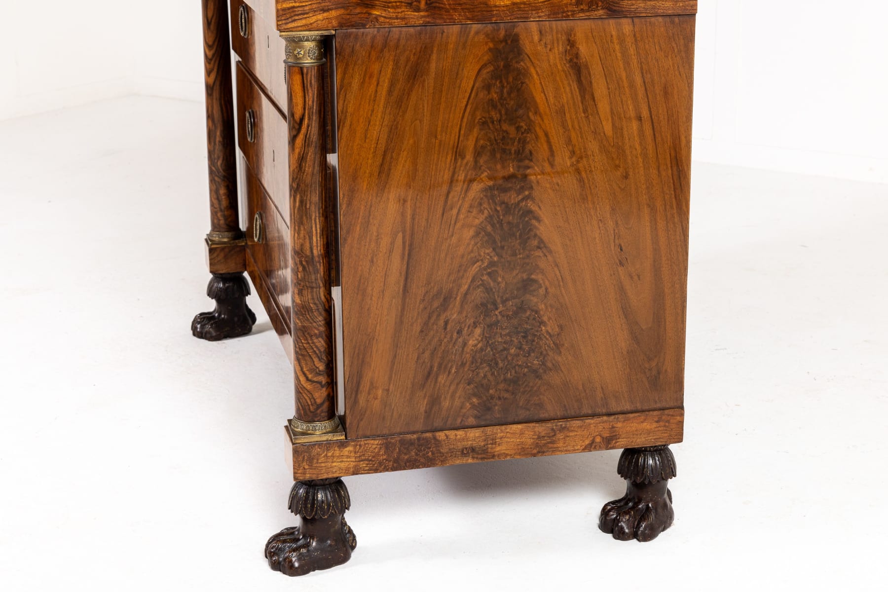 Early 19th Century French Empire Walnut Commode with Paw Feet