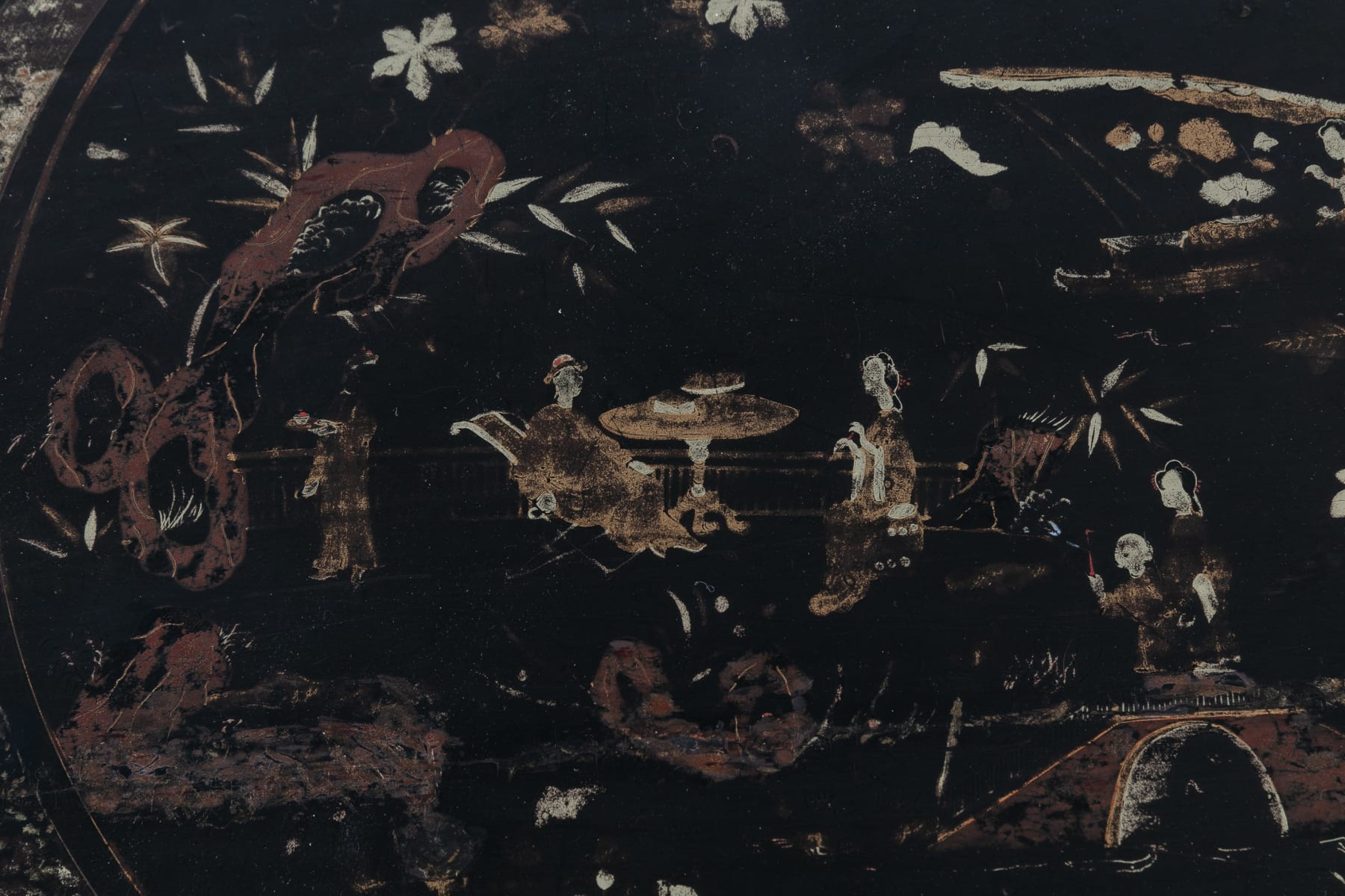 SOLD, 19th Century English Regency Chinese Black Lacquer and Gilt Table