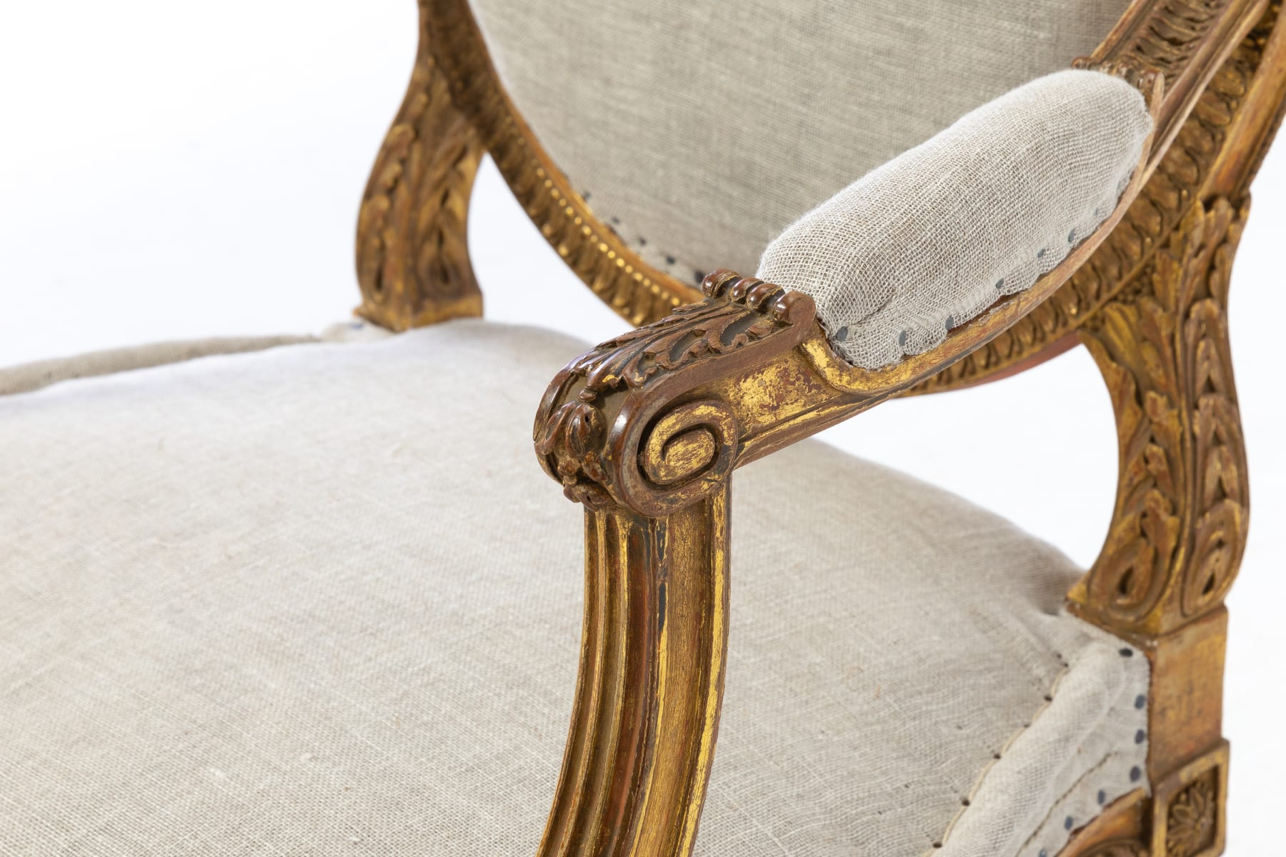 Set of Four 1920s French Gilt Carved Wood Armchairs