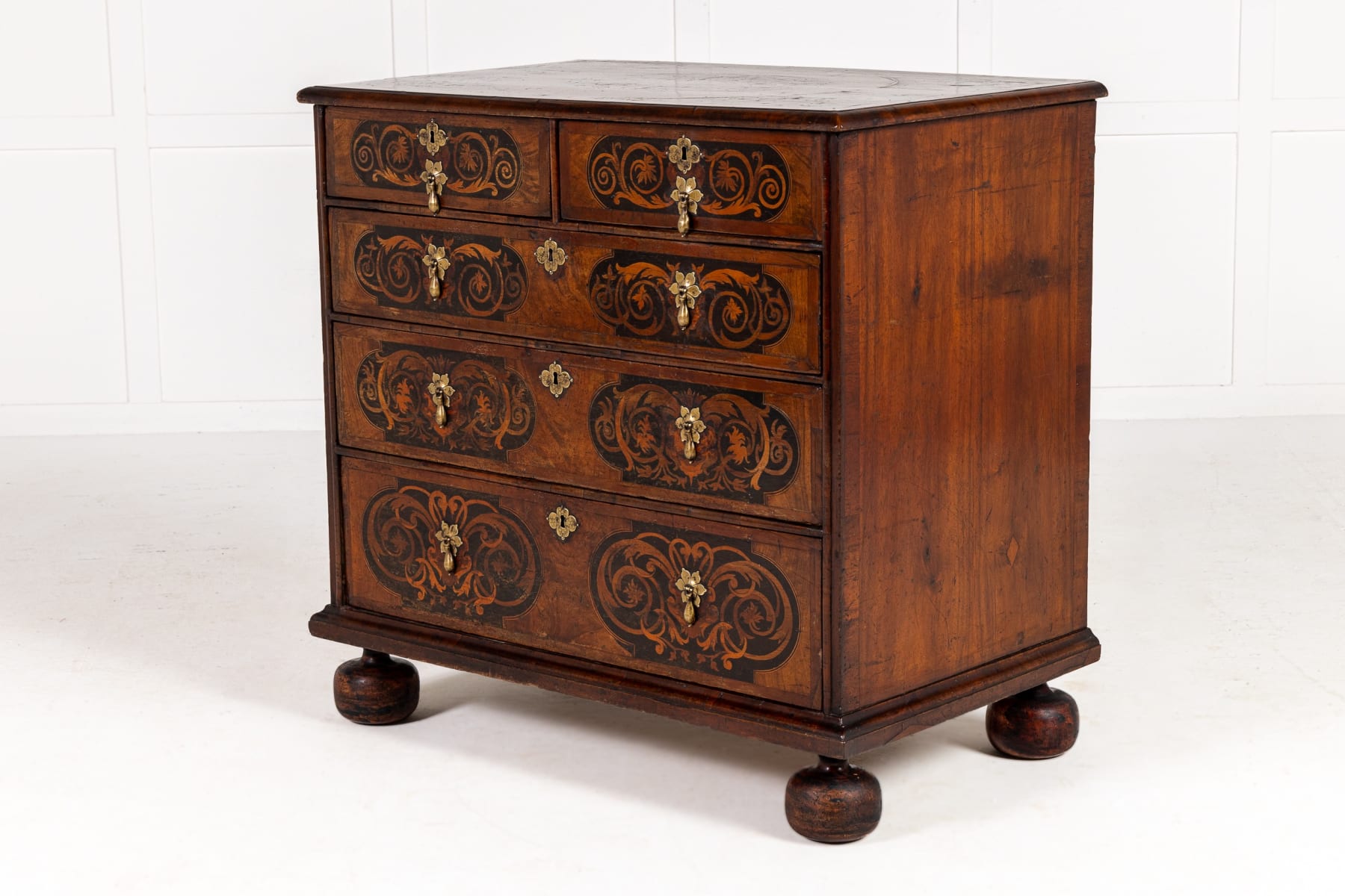 Rare 17th Century English Marquetry Chest of Drawers