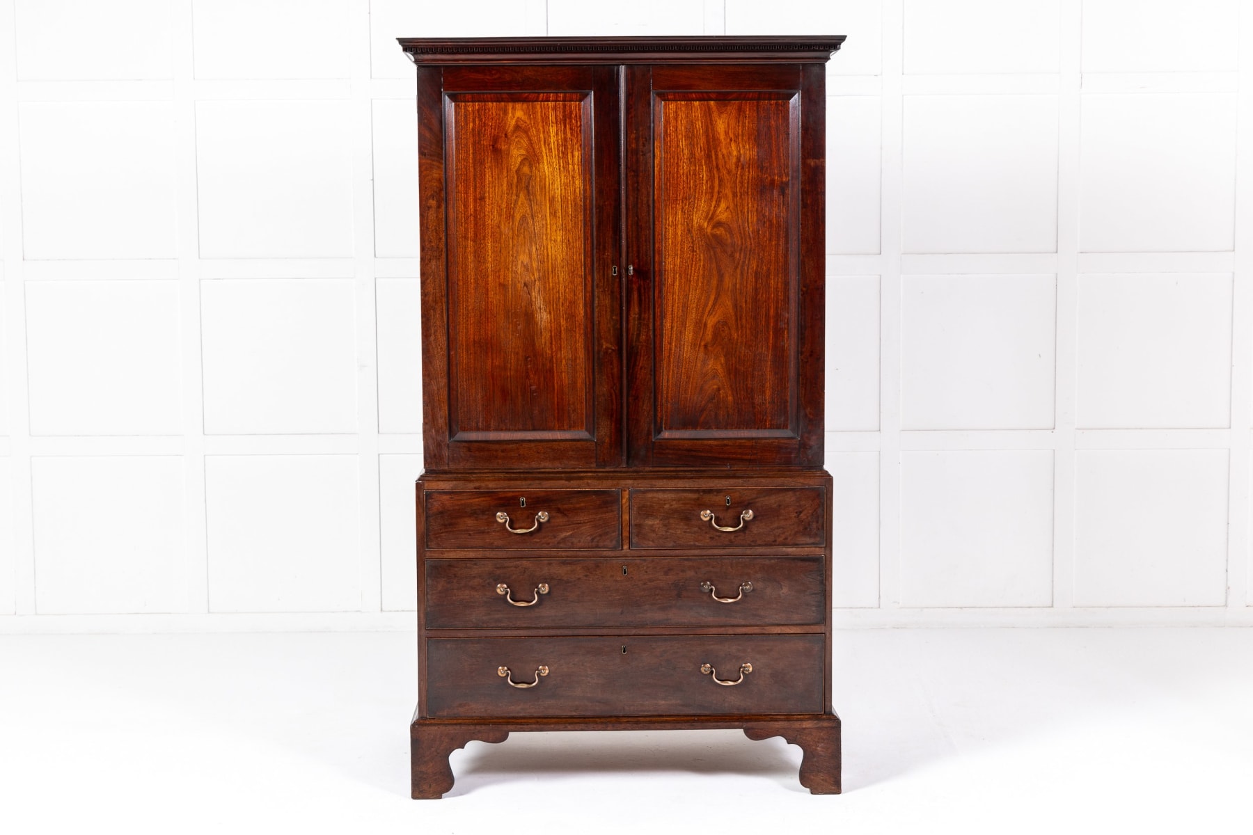 Small Mid 18th Century English Mahogany Linen Press