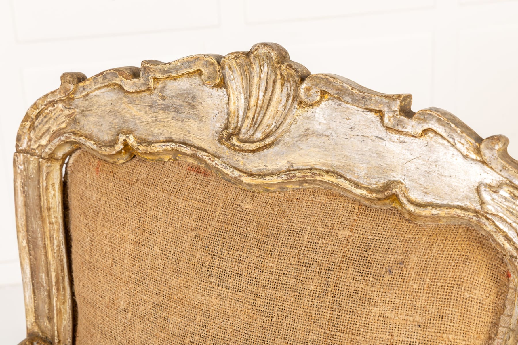 Large Scale Pair of 18th Century Italian Silver Gilt Armchairs