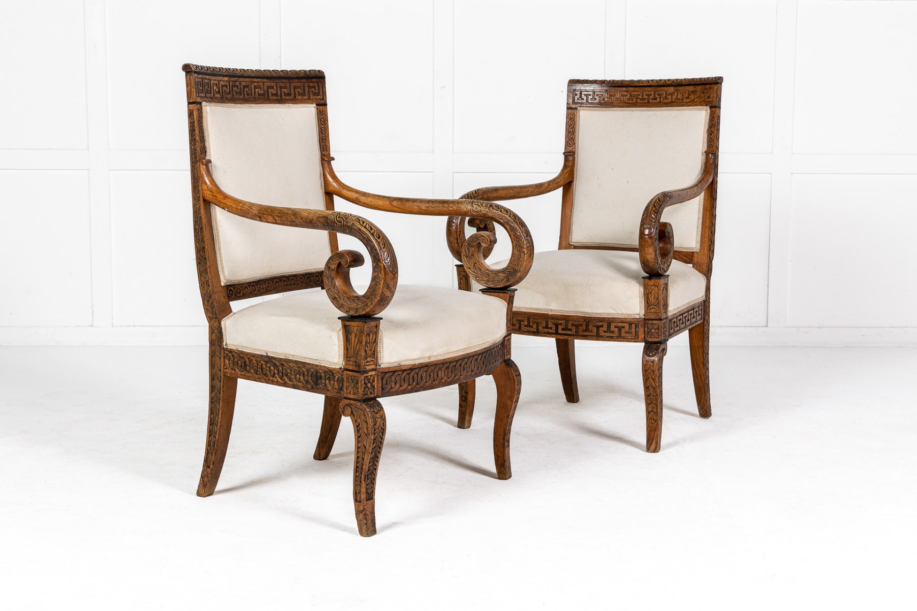 Matched Pair of 19th Century French Carved Wood Chairs
