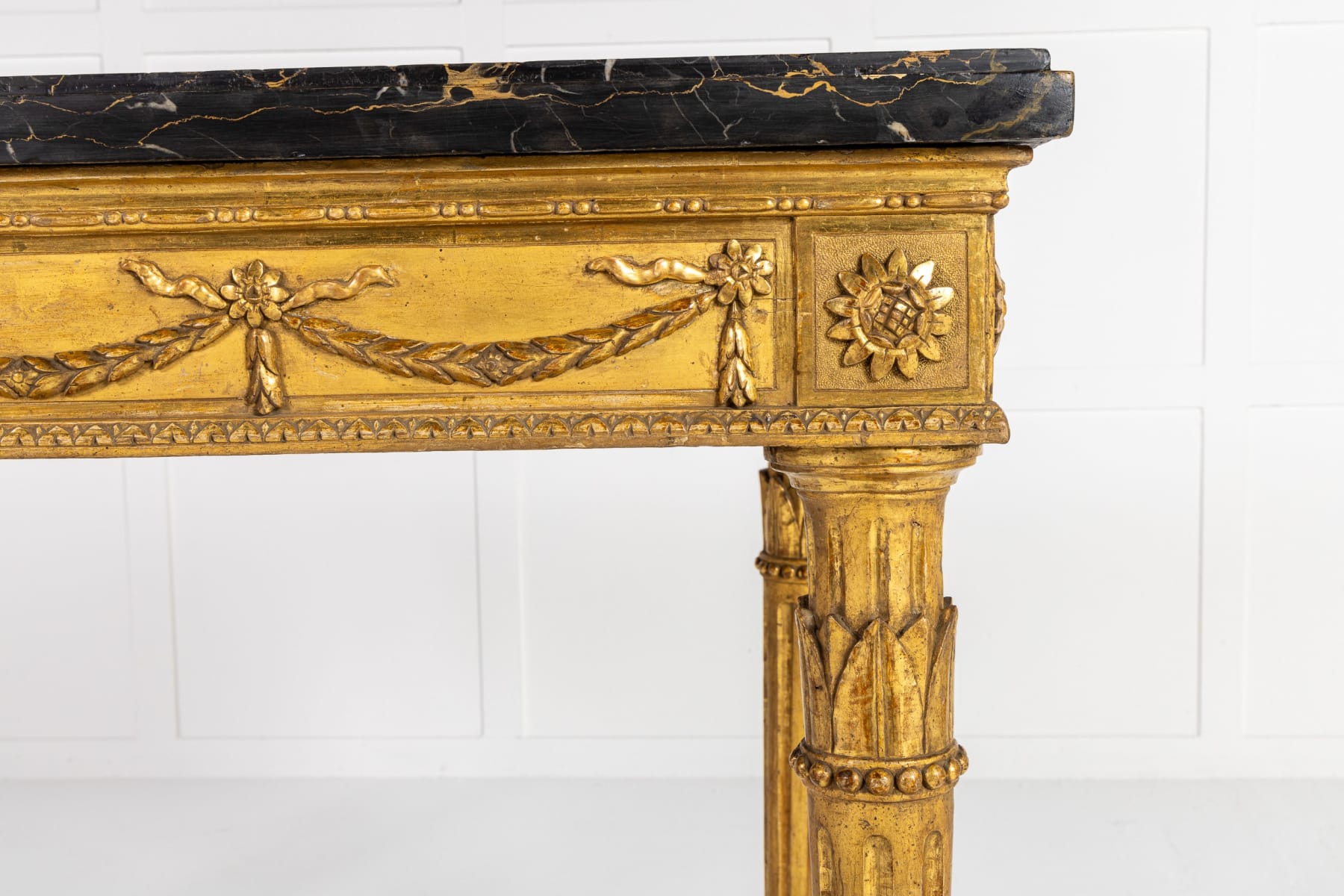 Late 18th Century Italian Giltwood Console Table with Marble Top