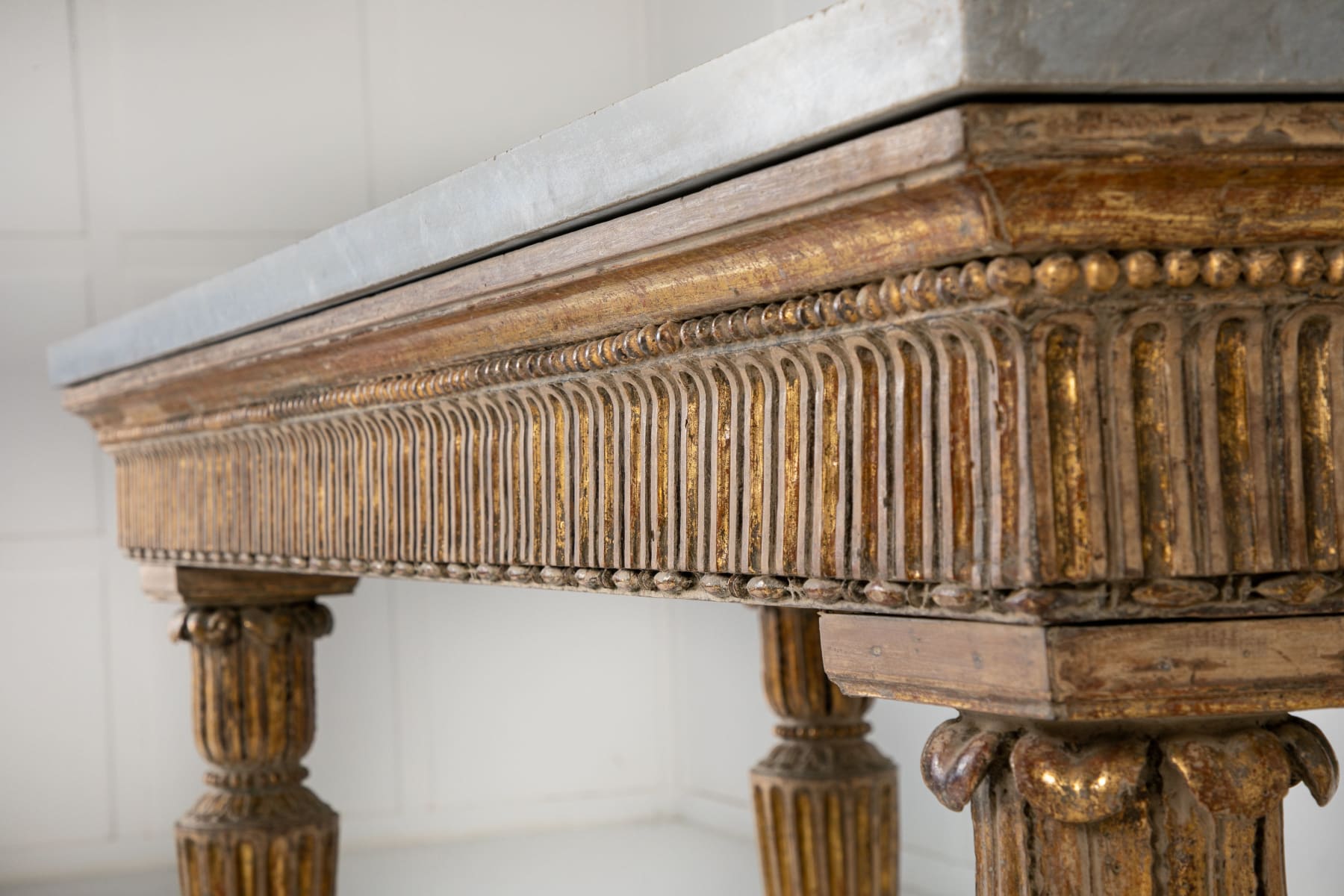 18th Century Italian Gilded Console Table with Marble Top