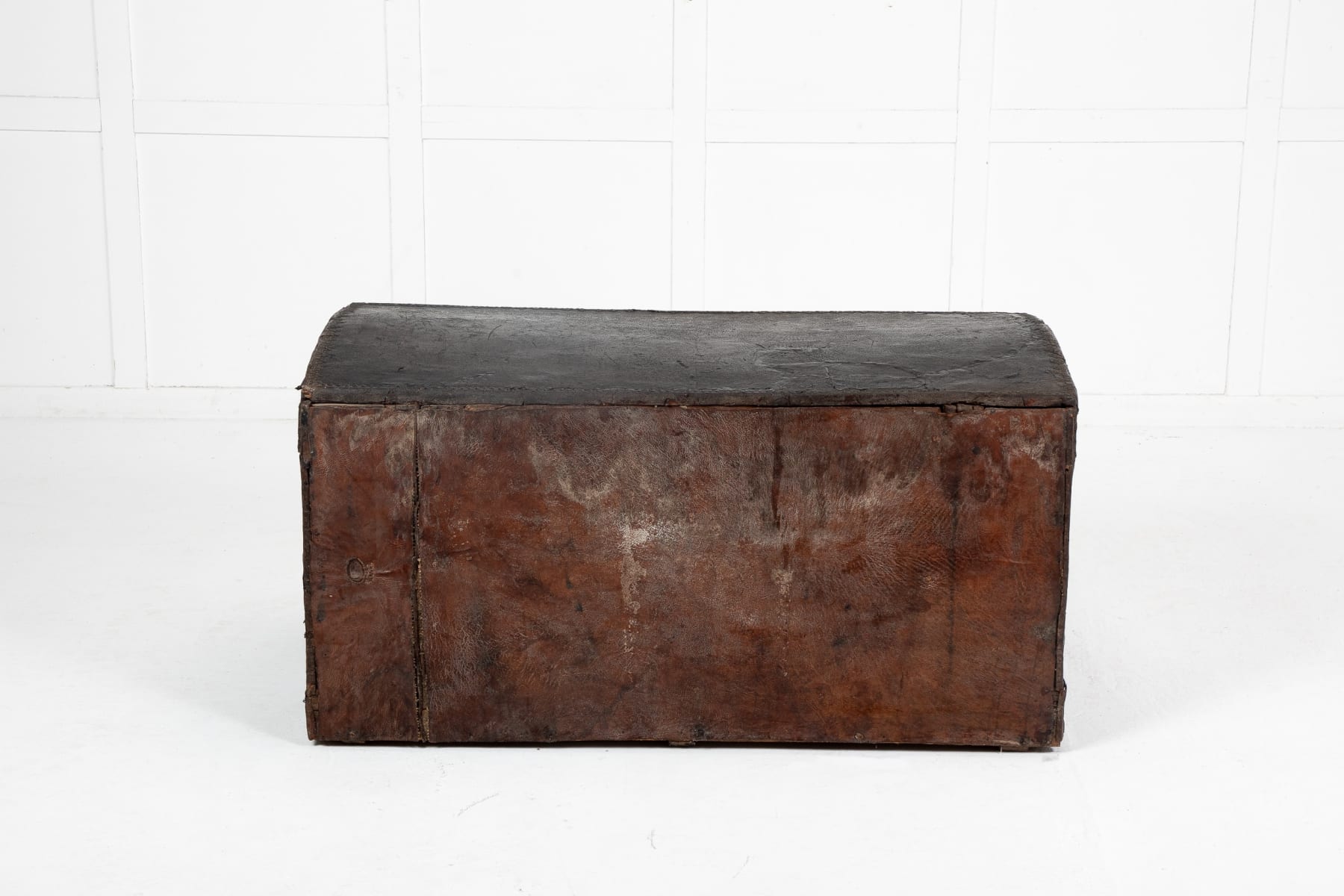17th Century French Brass Studded Leather Chest