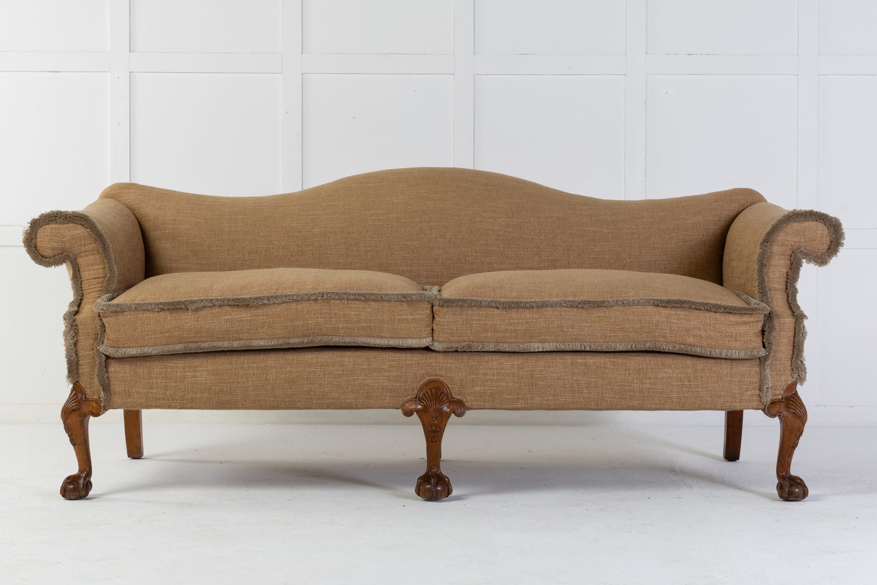 SOLD, Large 19th Century Walnut Camel Back Sofa