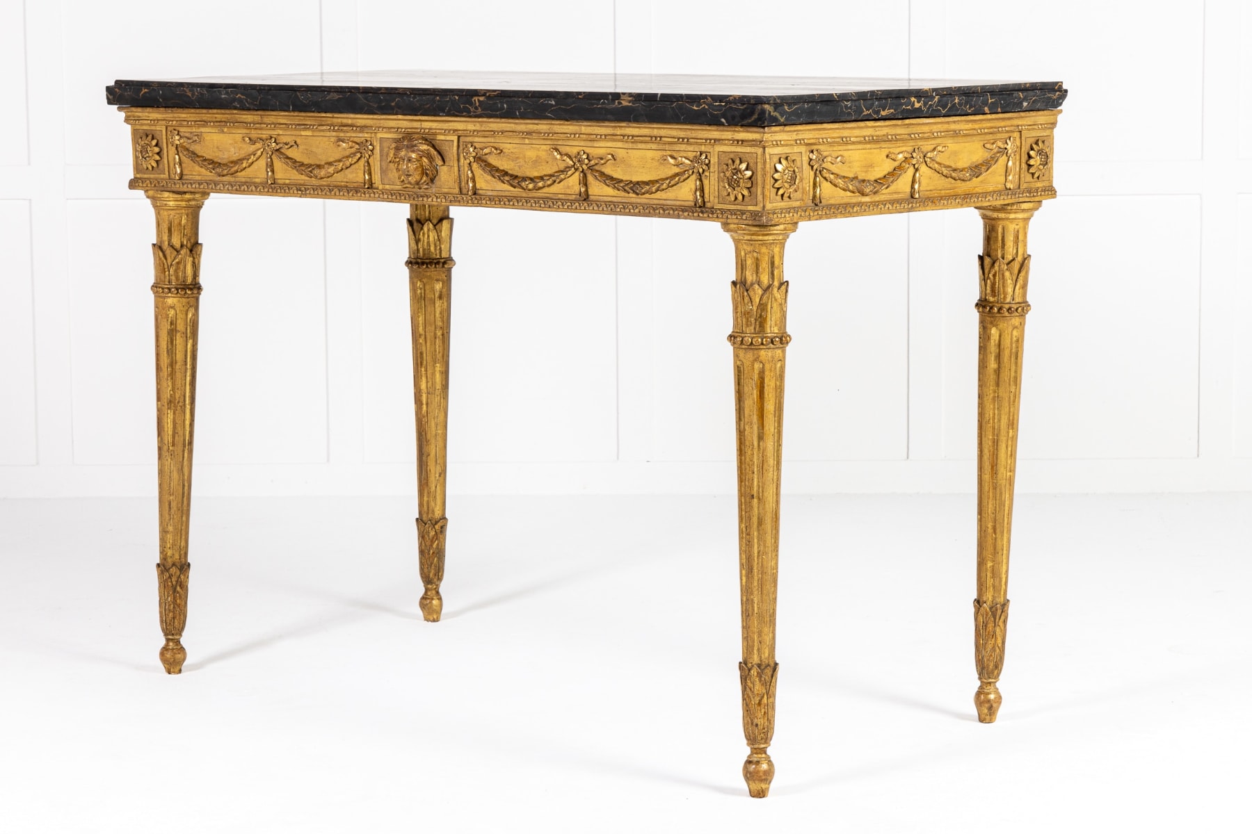 Late 18th Century Italian Giltwood Console Table with Marble Top