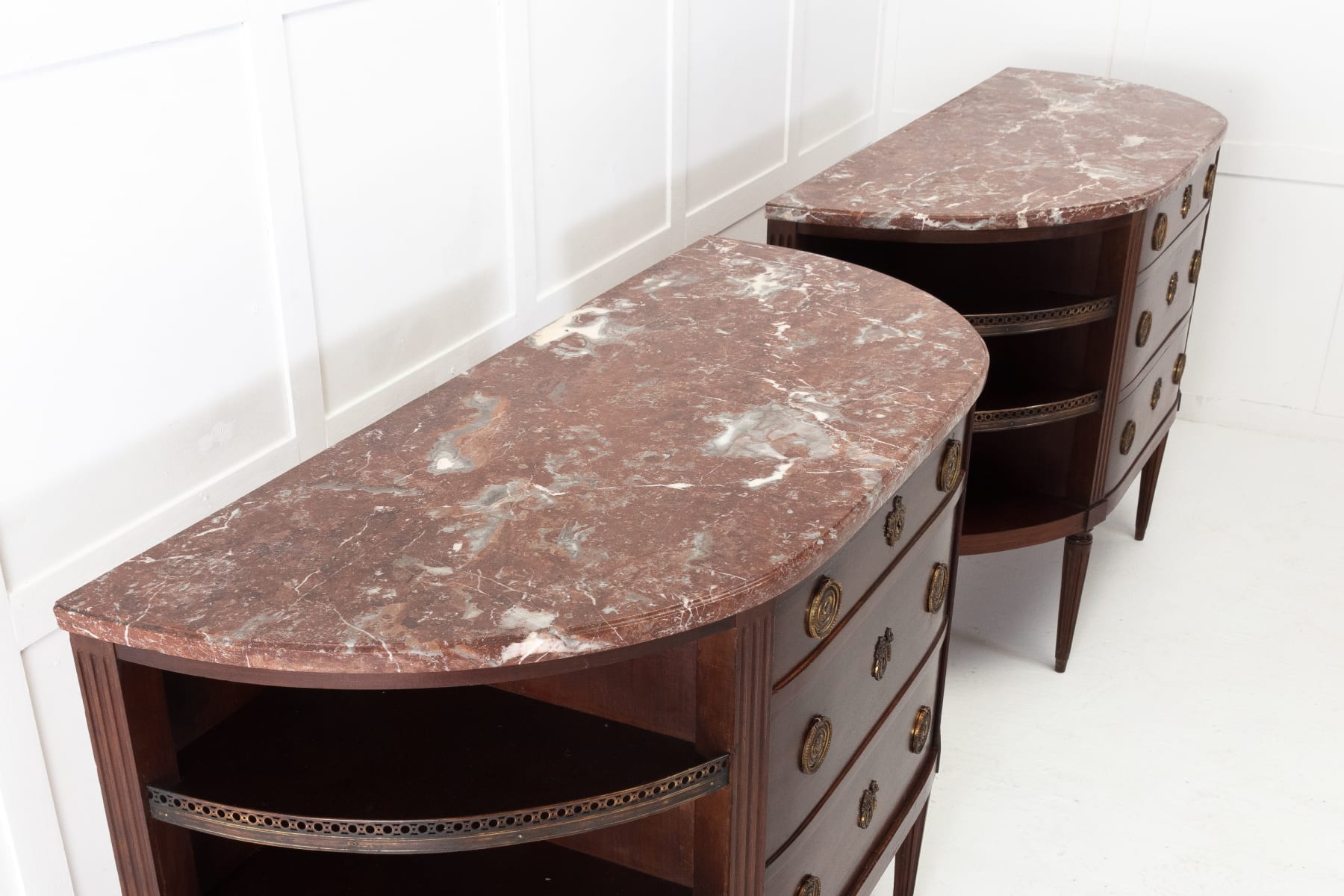 Pair of 19th Century French Mahogany Demi Lune Side Cabinets