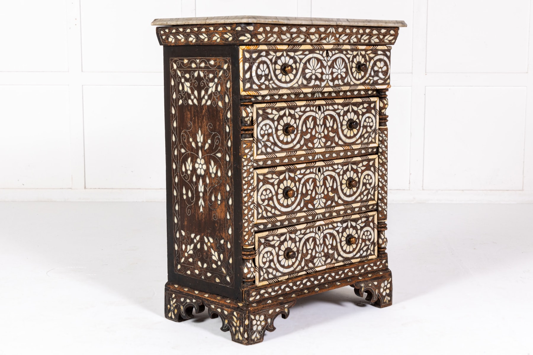 19th Century Syrian Hardwood and Mother of Pearl Inlaid Chest of Drawers