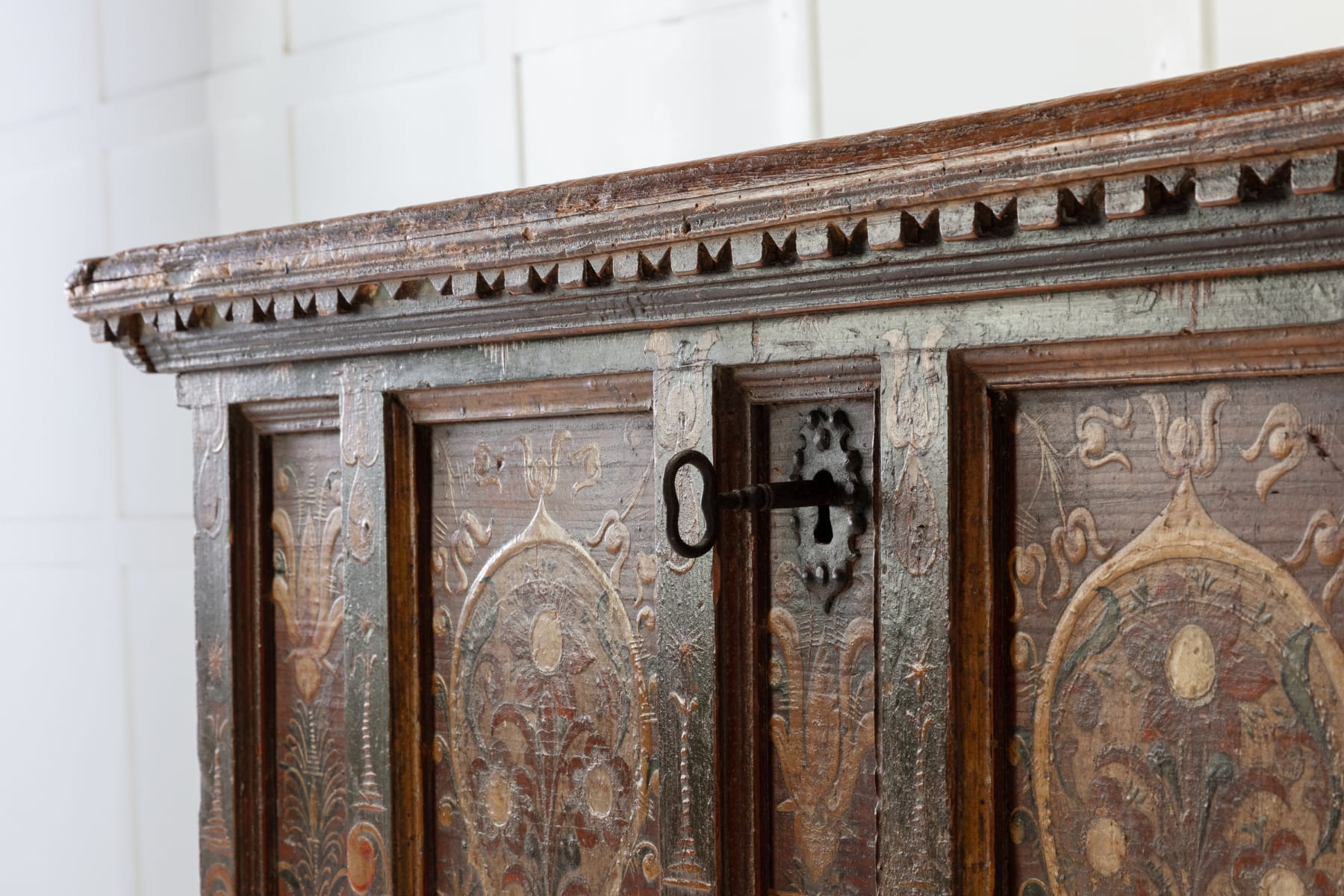 18th Century Painted Trunk on Stand