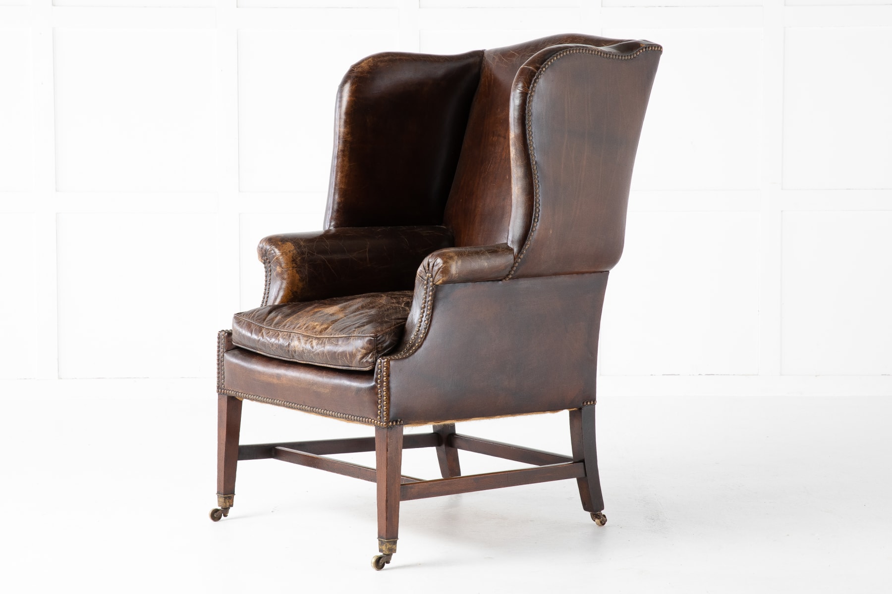 Late 19th Century Mahogany Leather Wing Chair