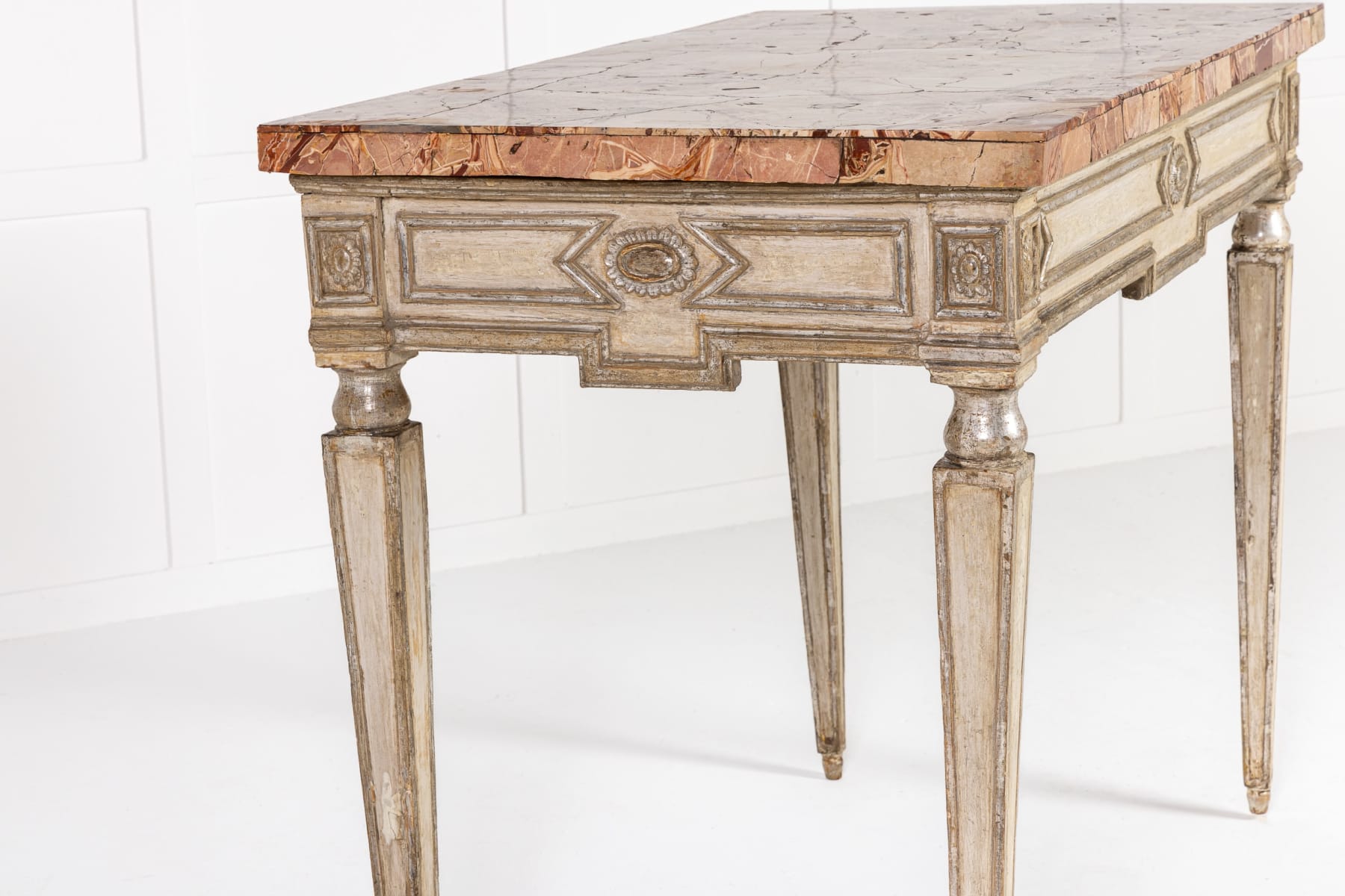 18th Century Italian Gilt and Painted Console Table with Marble Top