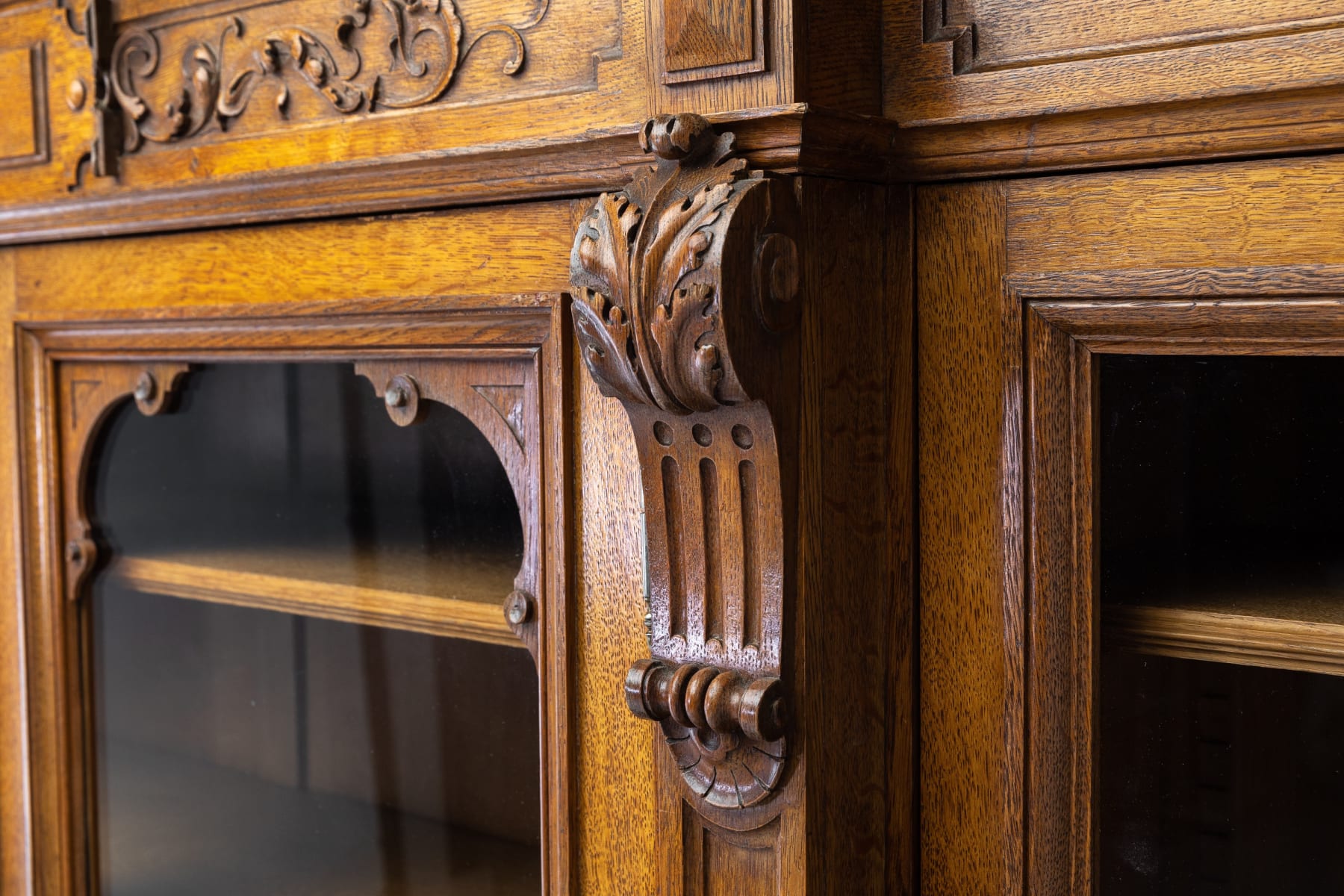 19th Century French Oak Breakfront Bookcase/Cabinet