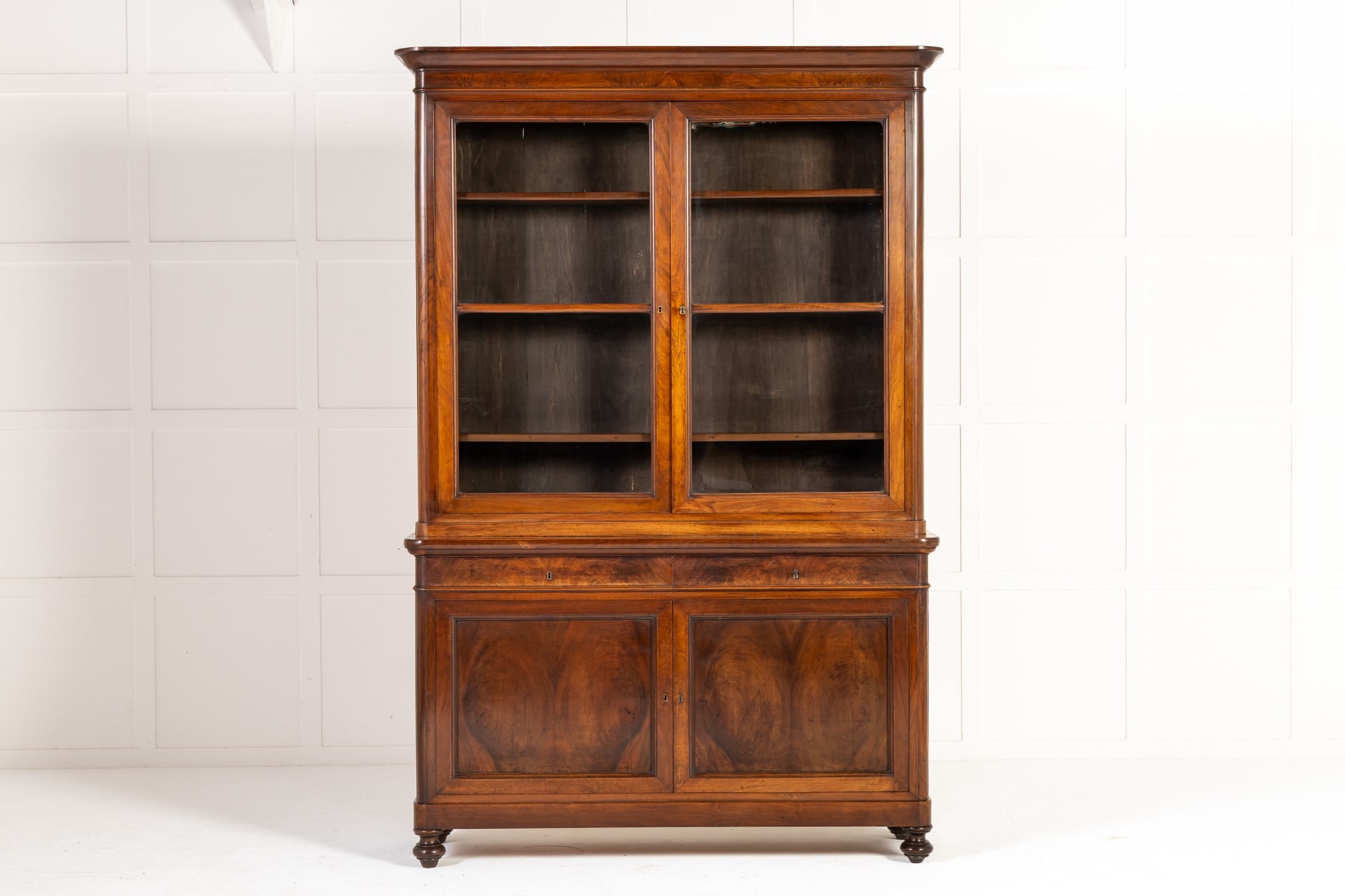 Large Pair of 19th Century Italian Walnut Cabinets/Bookcases