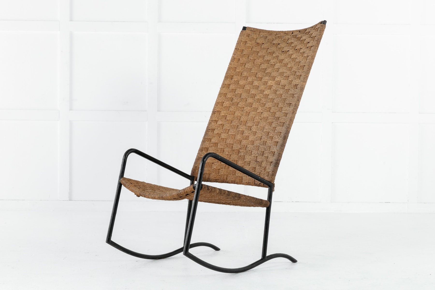 SOLD, 1960s Spanish Metal and Seagrass Chair