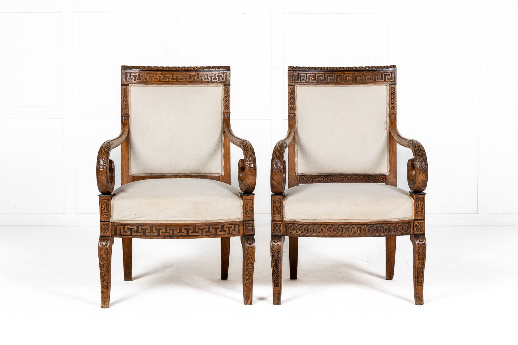Matched Pair of 19th Century French Carved Wood Chairs