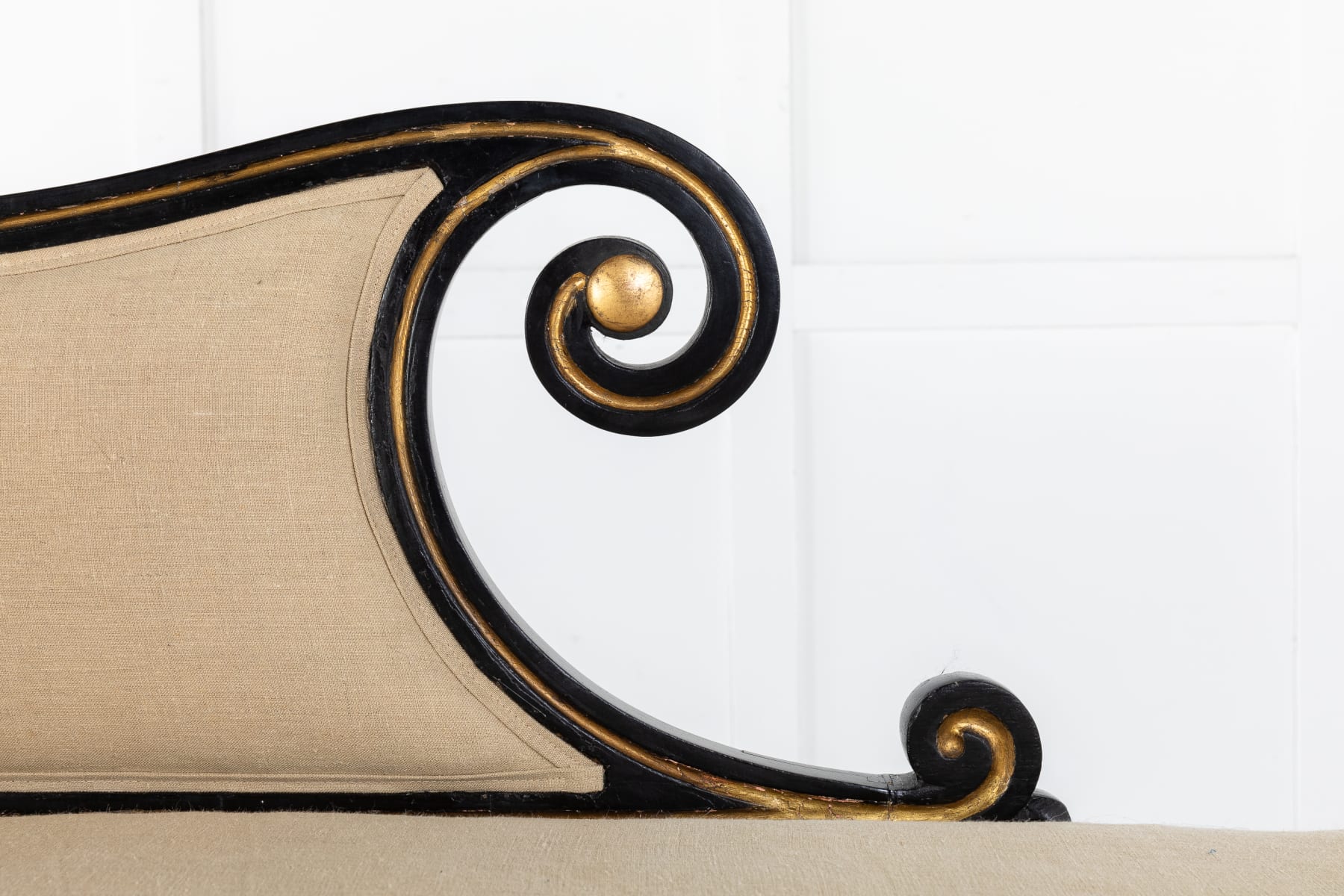 SOLD, Early 19th Century Regency Ebonised and Gilt Chaise Longue