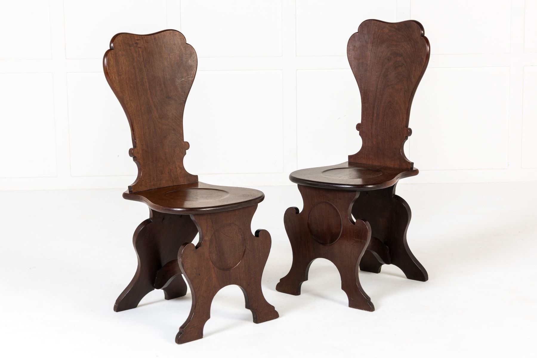 Pair of 18th Century English Mahogany Hall Chairs