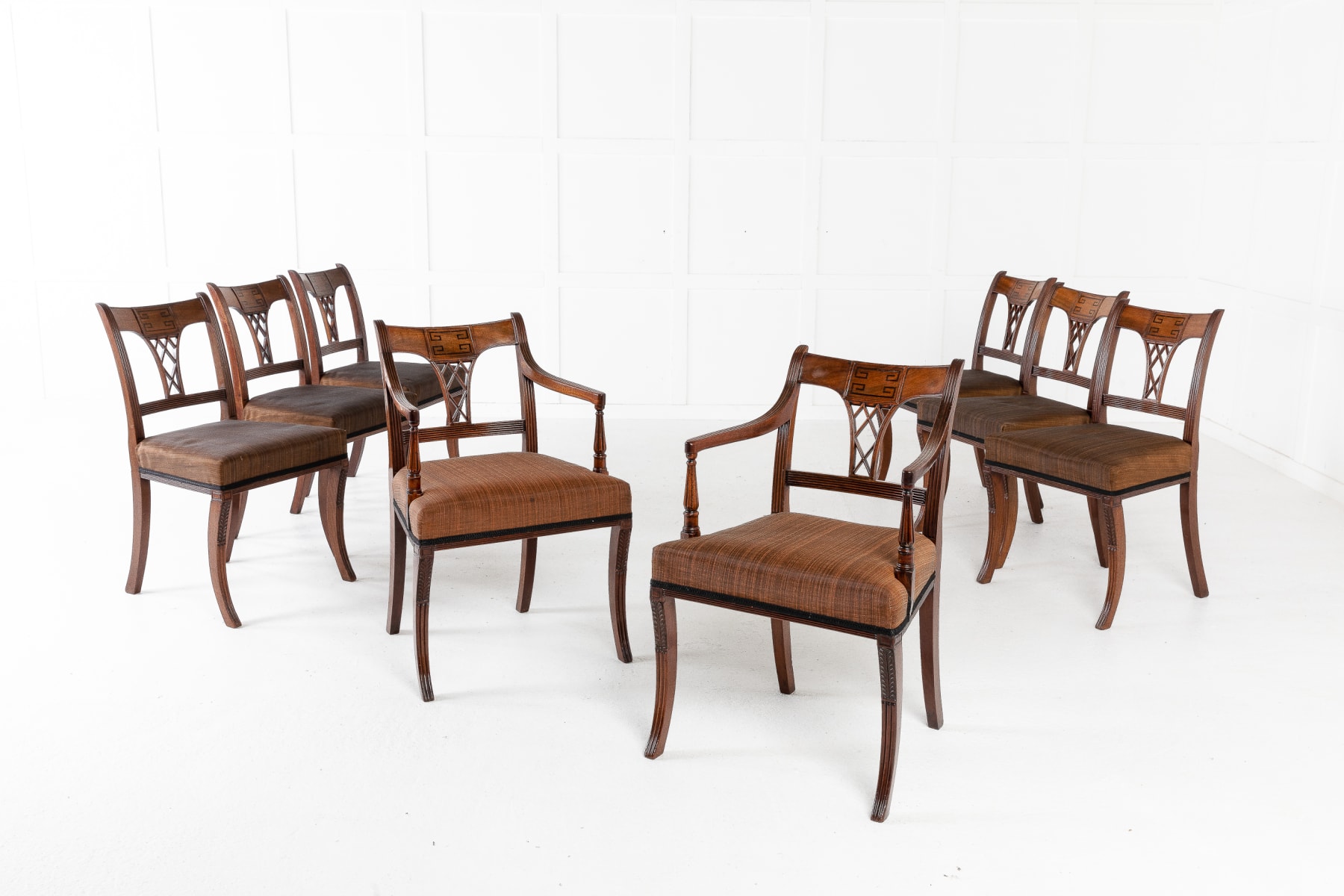 SOLD, Set of Eight 19th Century Regency Mahogany Dining Chairs