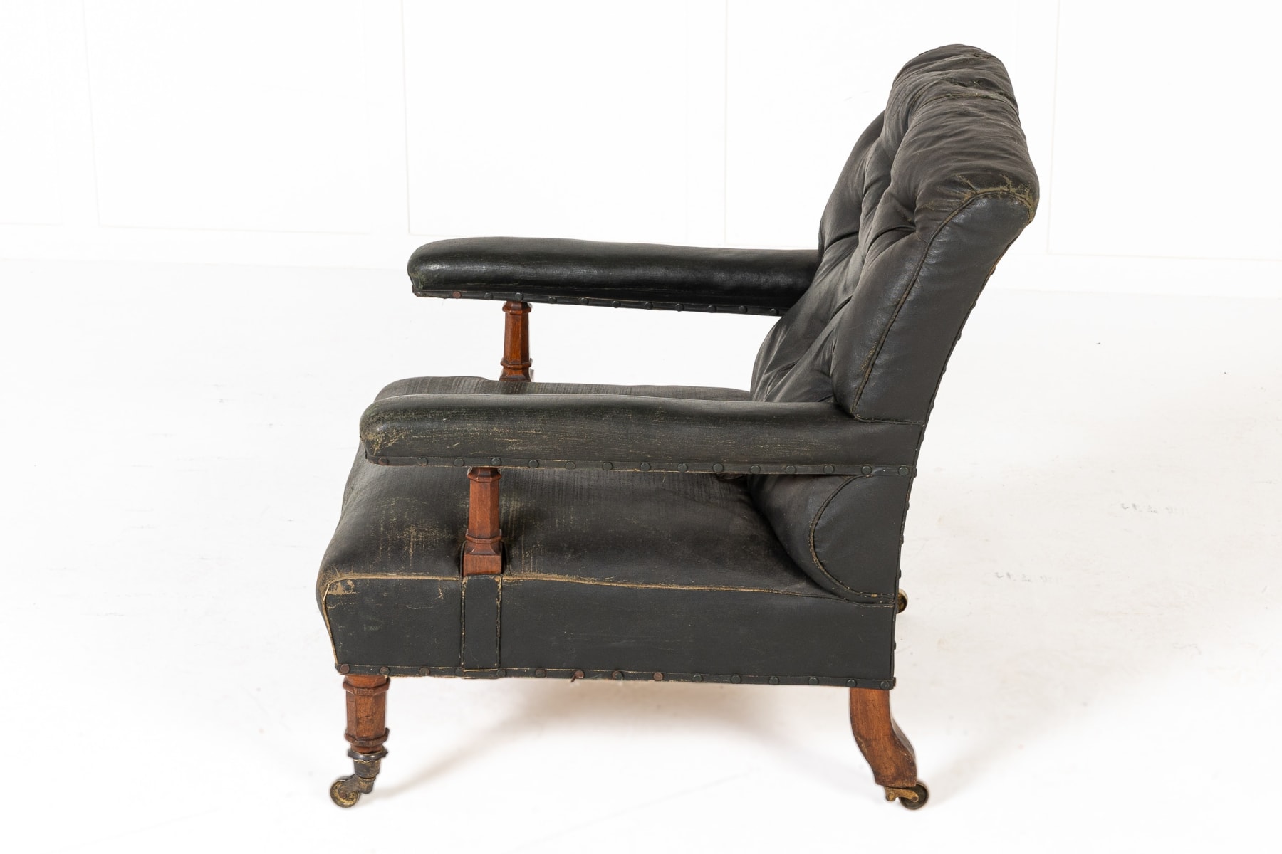 Pair of 19th Century Holland and Sons Oak Library Armchairs