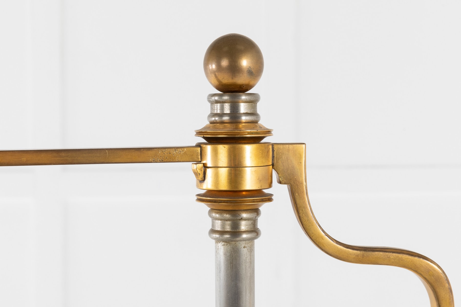 1960s Swing Arm Brass and Steel Floor Lamp