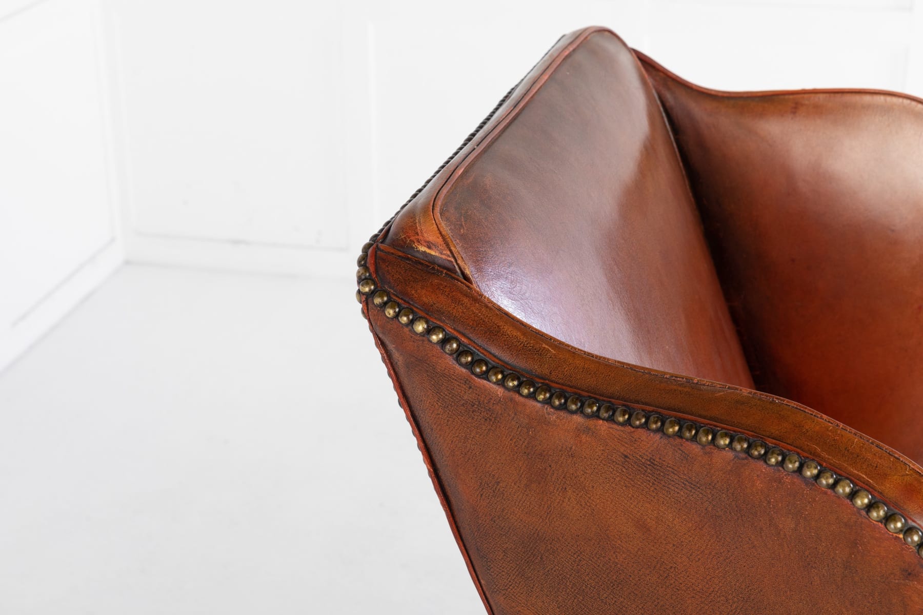 SOLD, George III Mahogany and Leather Wing Chair