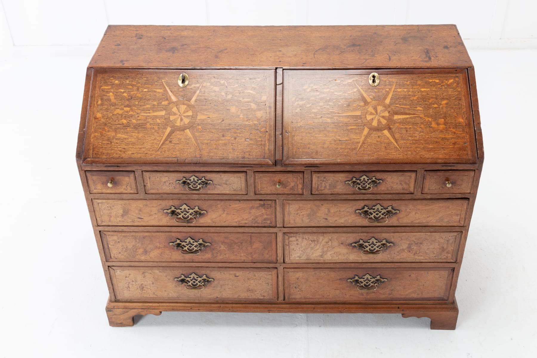 18th Century Estate Oak & Ash English Bureau