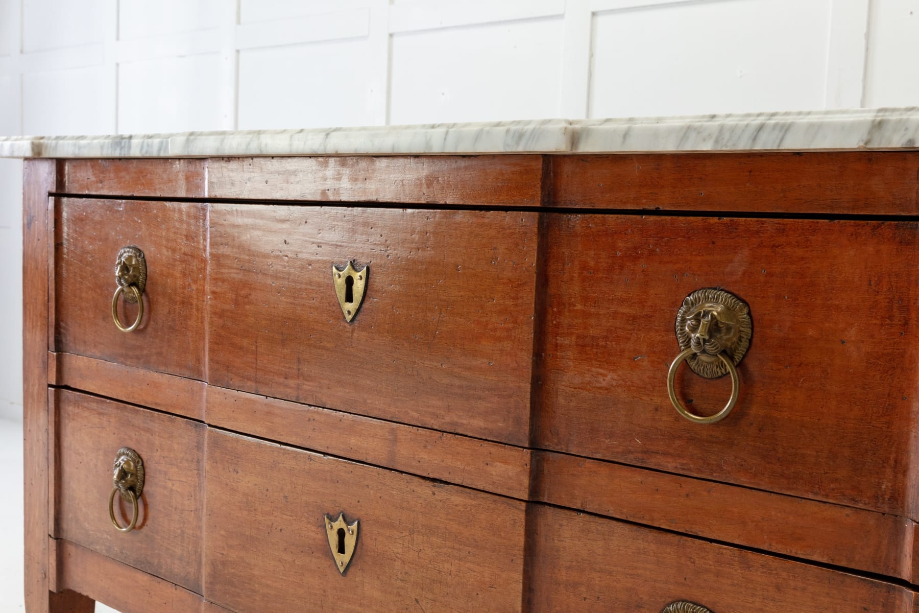 SOLD, 18th Century French Walnut Chest of Drawers with Marble Top