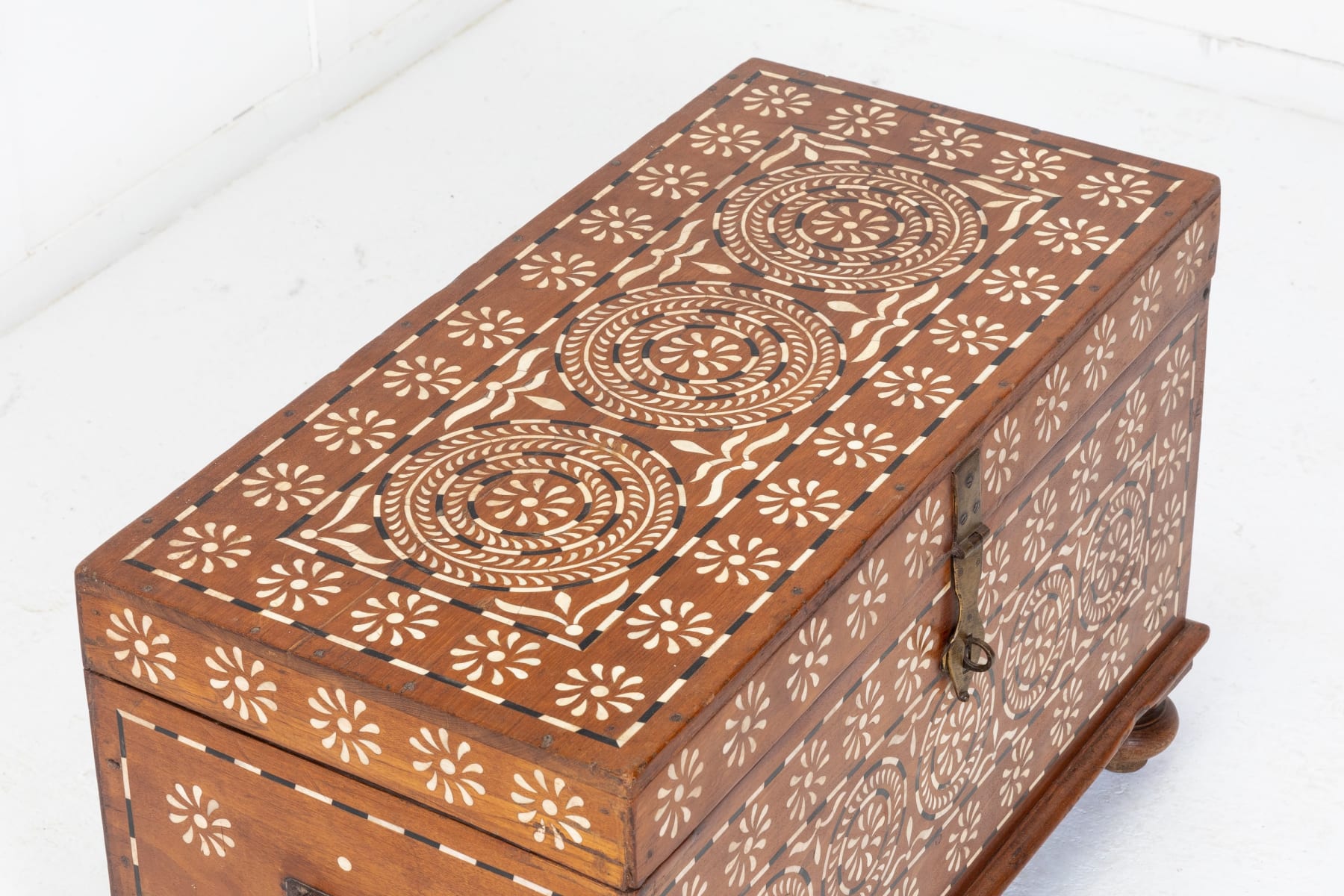 Anglo Indian Inlaid Teak Trunk