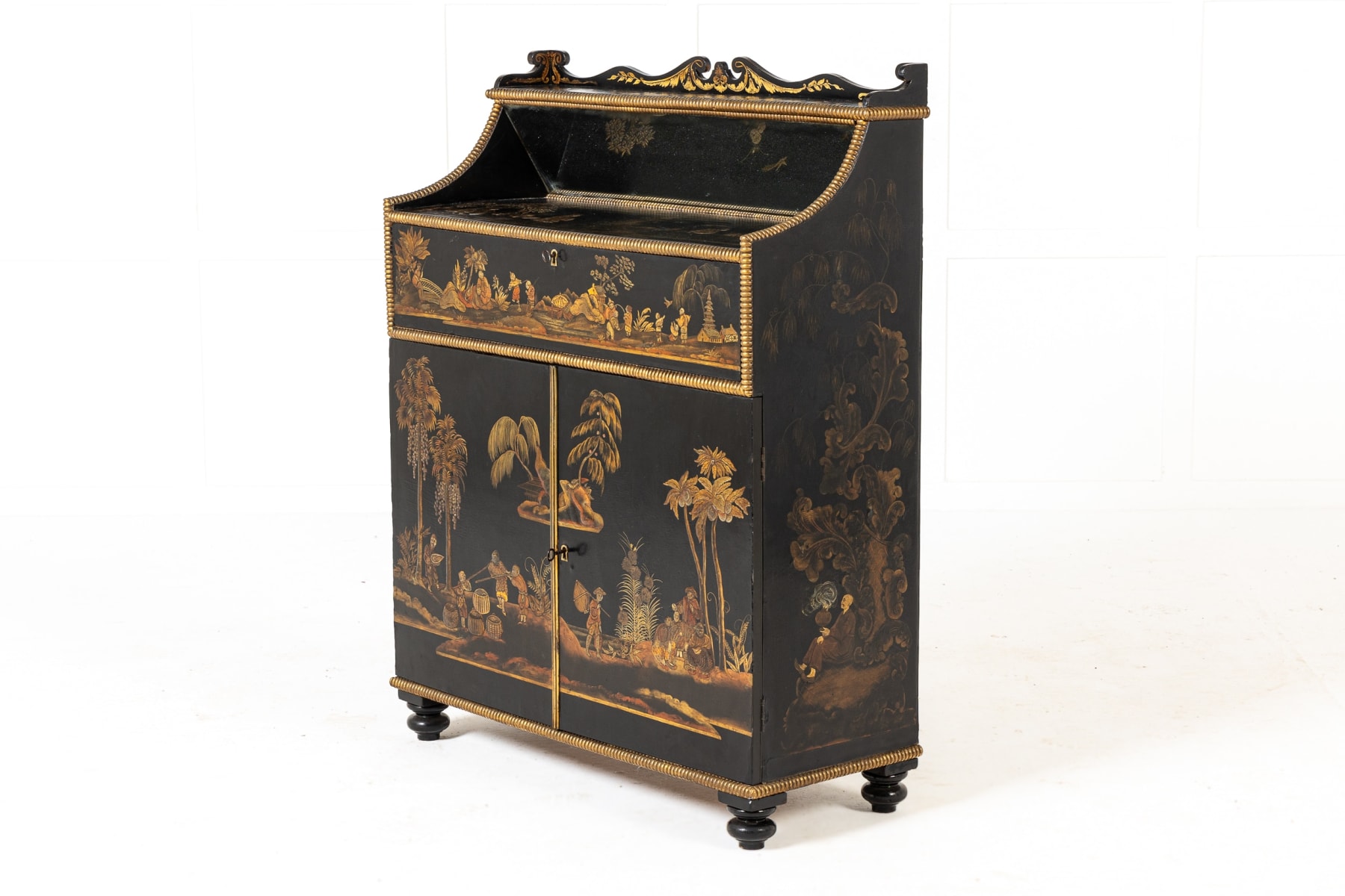 Important 19th Century Regency Period Japanned Side Cabinet