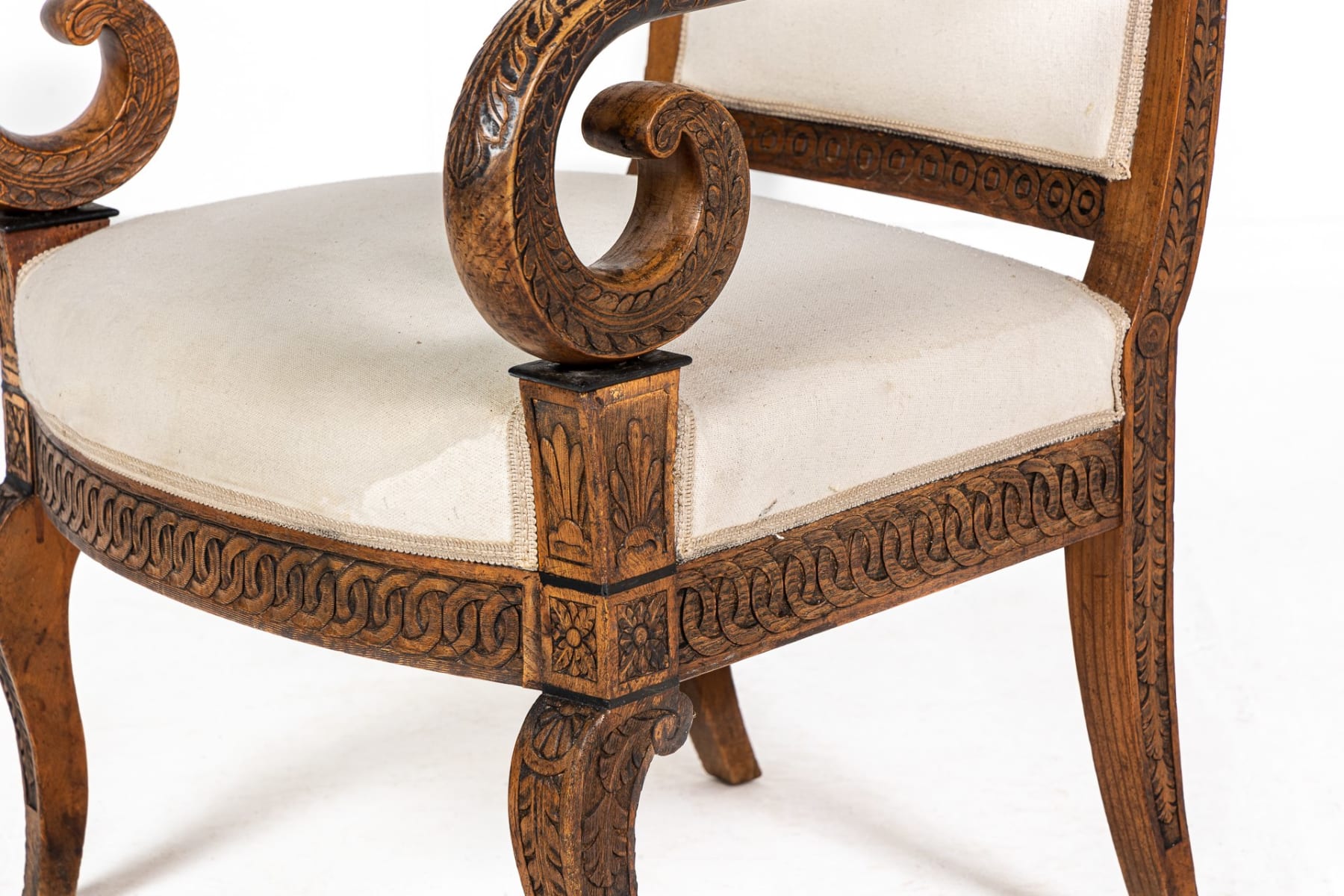 Matched Pair of 19th Century French Carved Wood Chairs