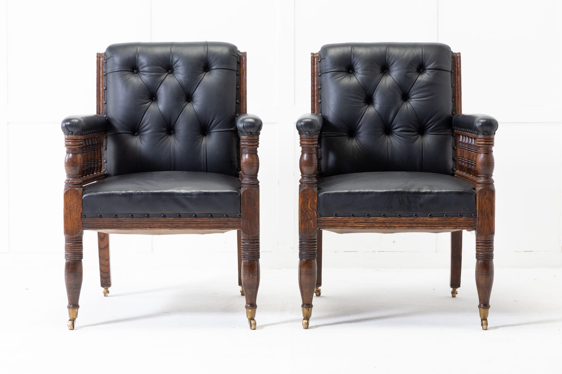 Pair of 19th Century Large Scale Oak Armchairs