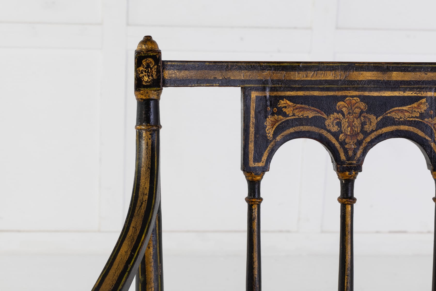 Pair of Regency Painted and Gilt Elbow Chairs