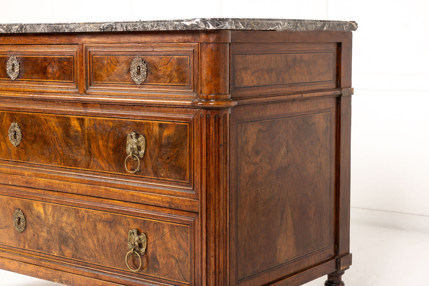 18th Century French Walnut Commode with Marble Top
