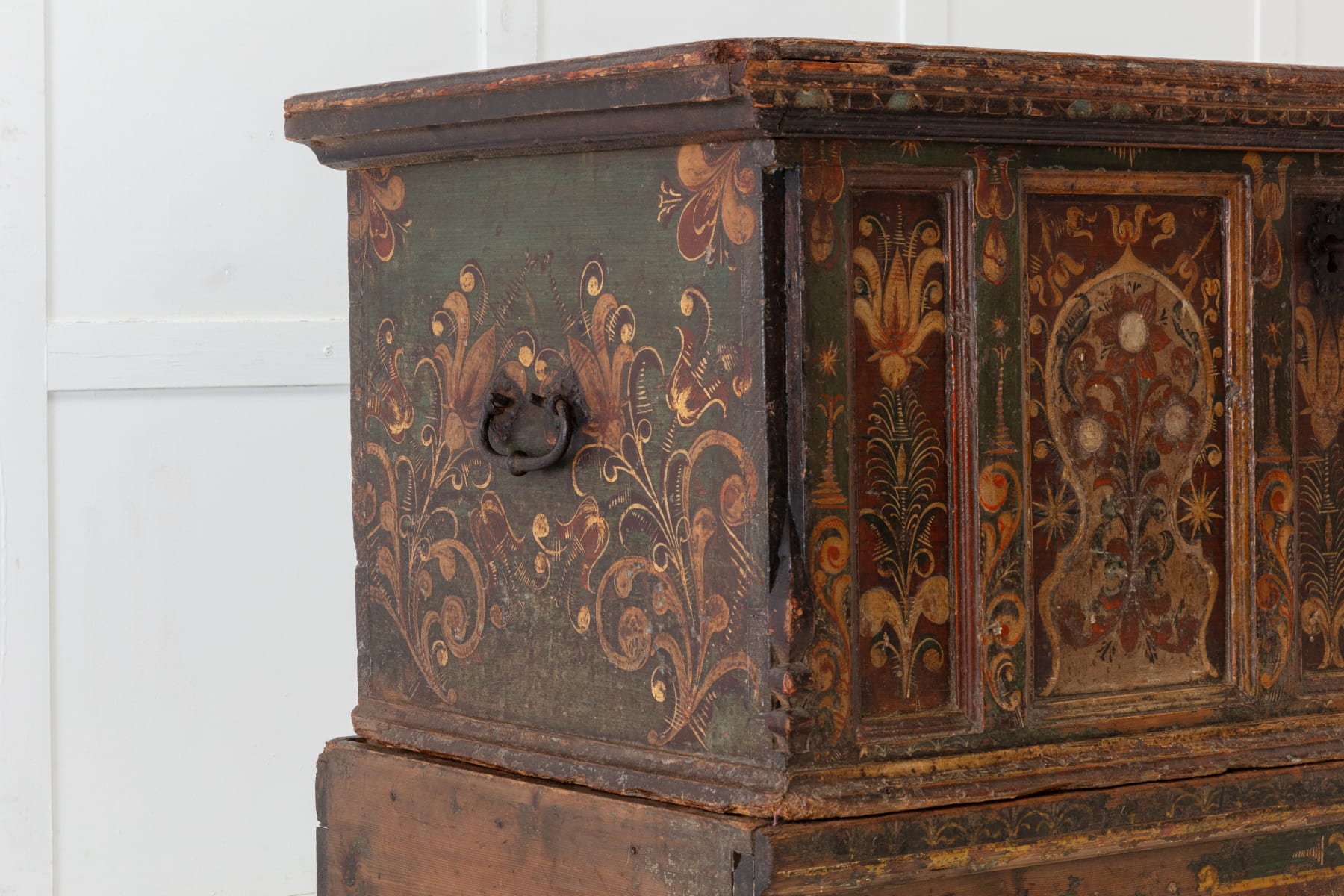 18th Century Painted Trunk on Stand