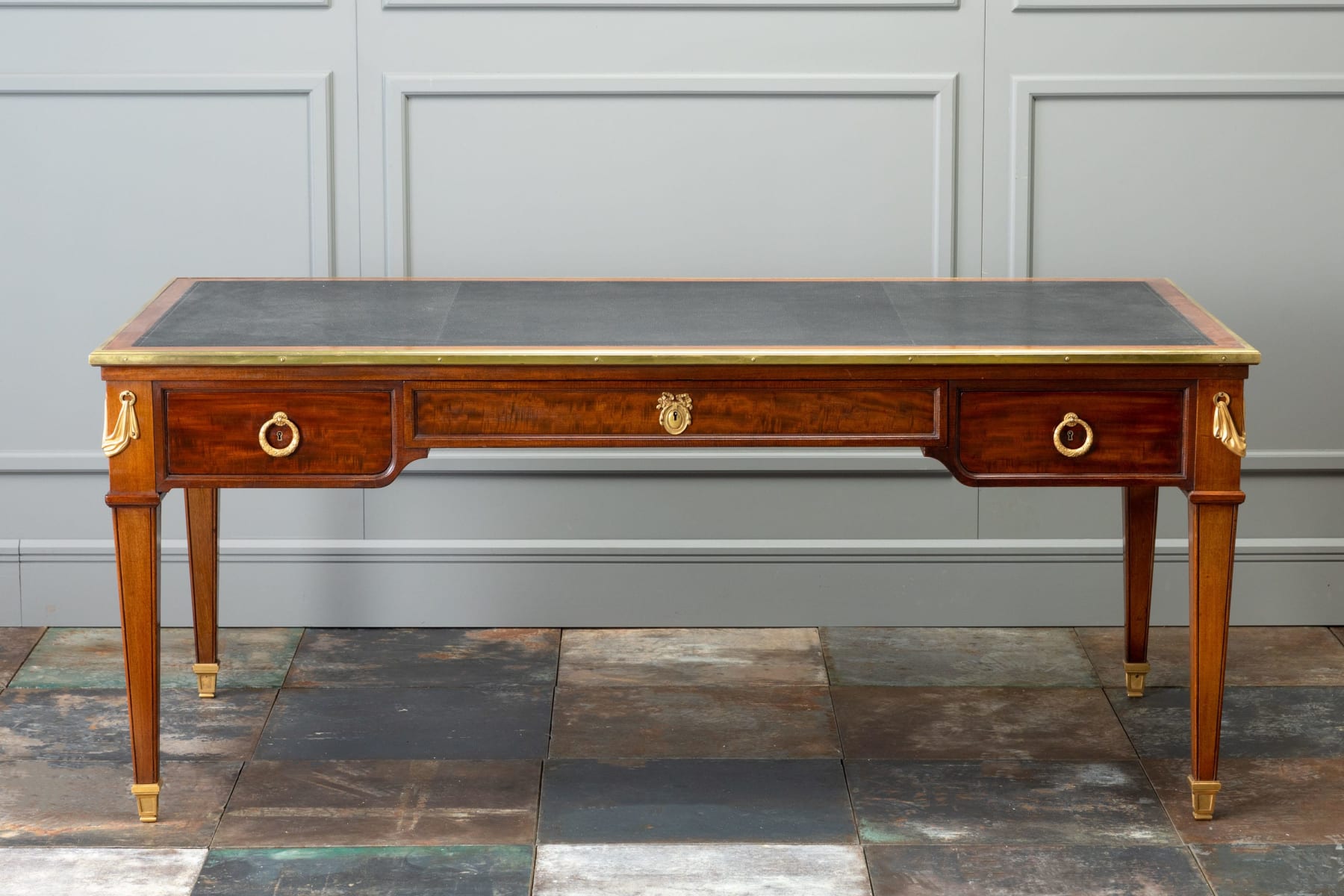 SOLD, Grand Scale Mahogany Bureau Plat by Paul Sormani