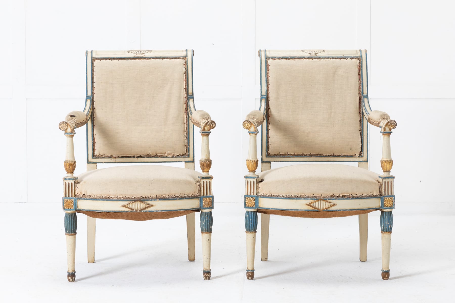 Pair of Small French Painted Chairs