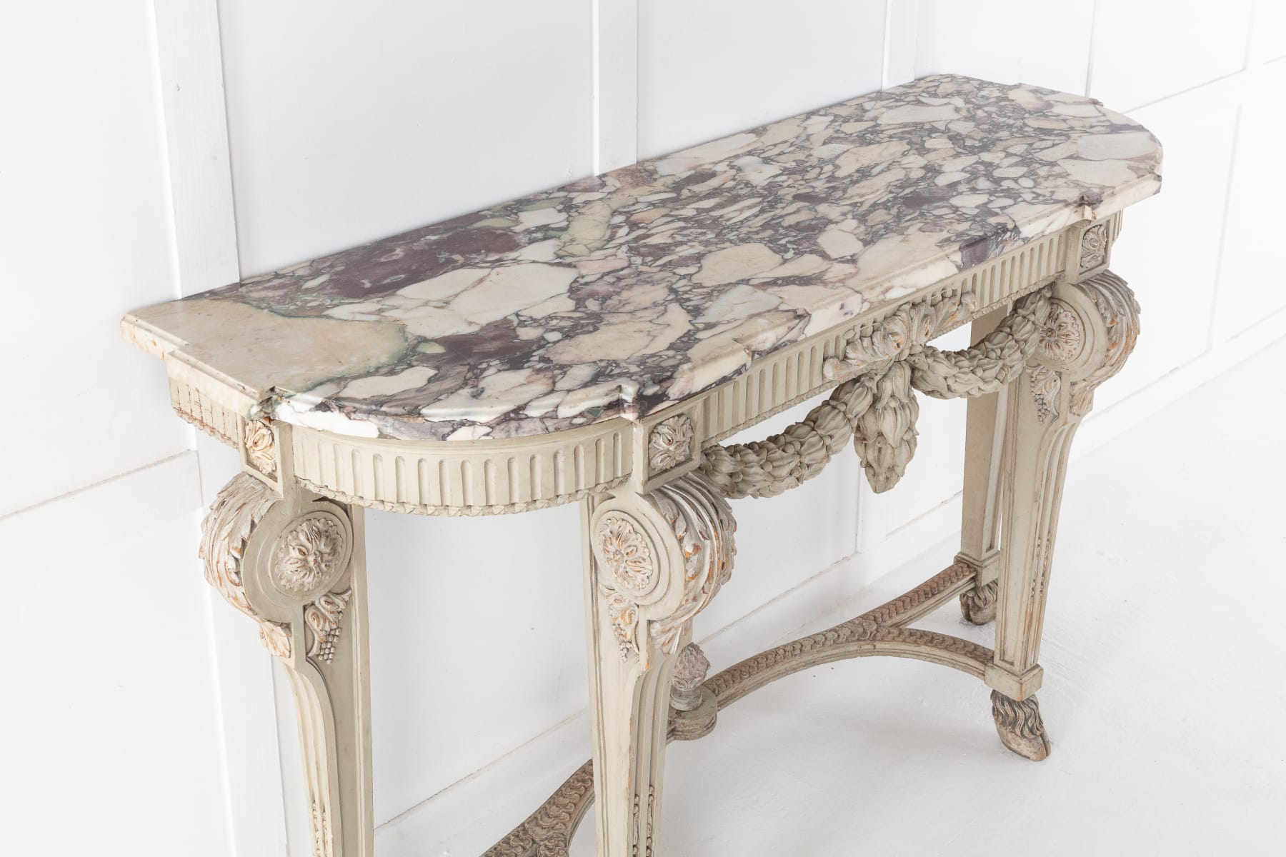 SOLD, 19th Century Painted Console Table with Breccia Marble Top