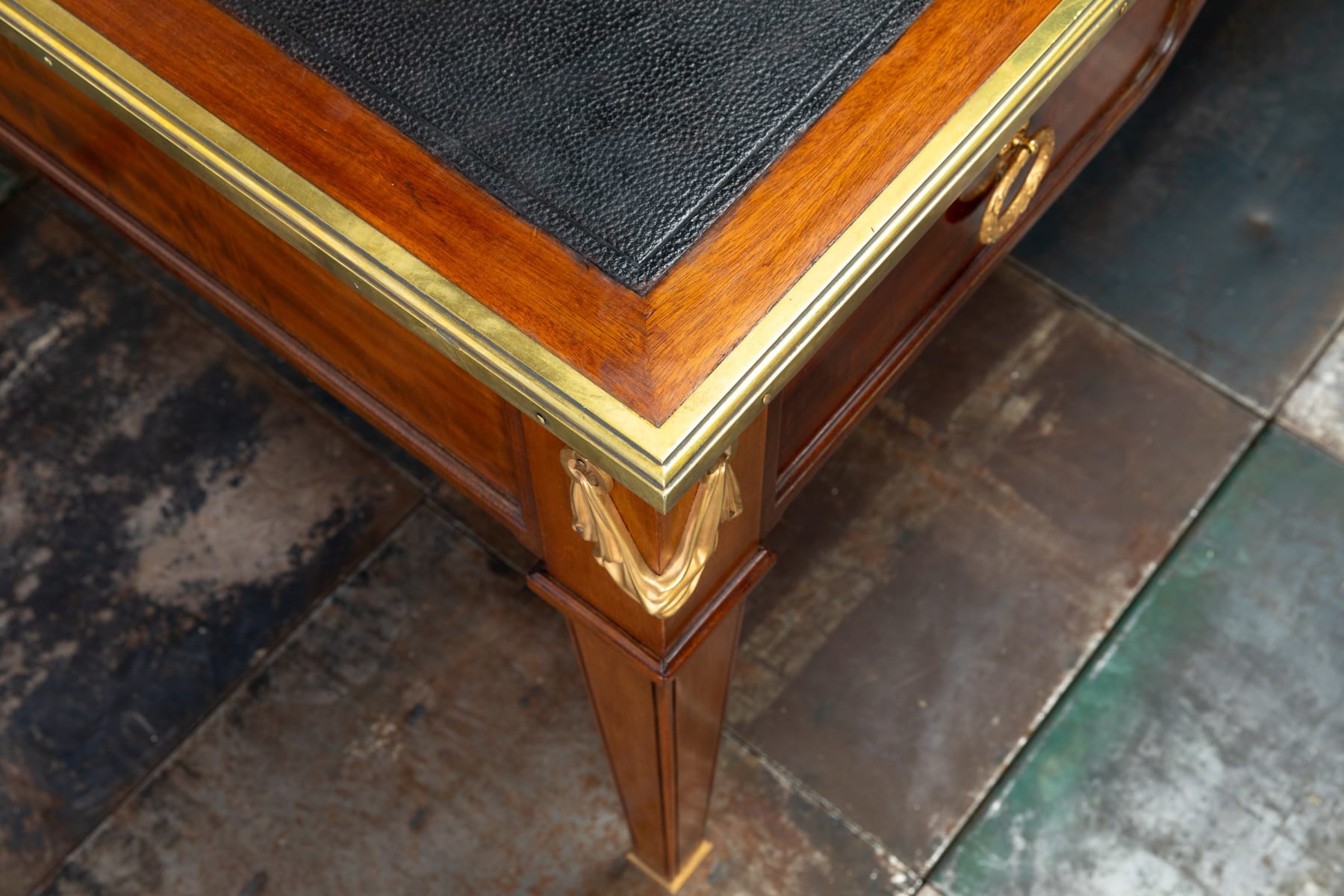 SOLD, Grand Scale Mahogany Bureau Plat by Paul Sormani